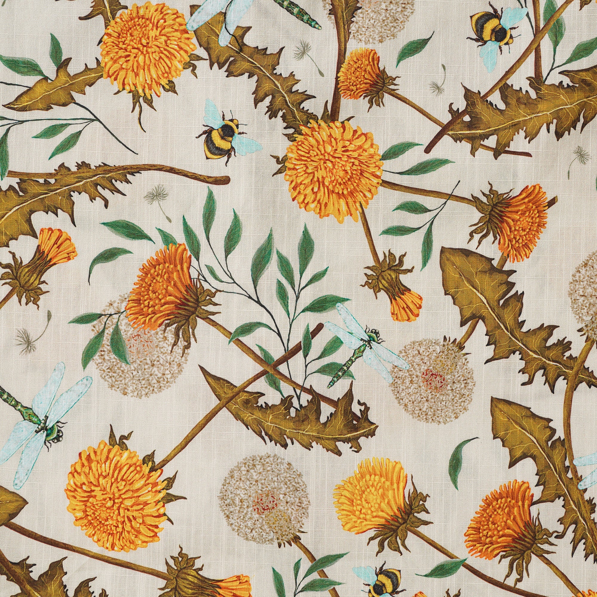 Women's Hawaiian Shirt Short Sleeve Button-up 100% Cotton Yellow Aloha Dandelions and Dragonflies By Silver Steer Design