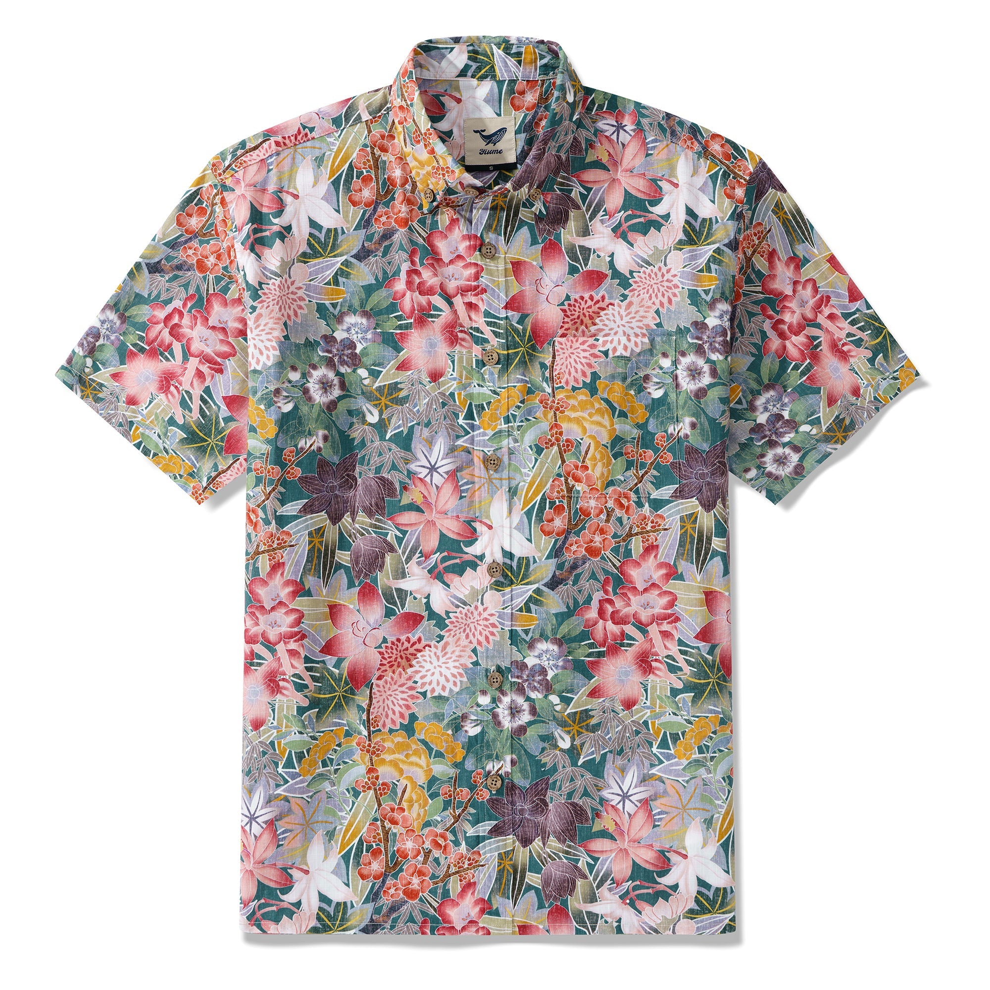 Hawaiian Shirt For Men Sakura Blossom Button-down Shirt Short Sleeve 100% Cotton Aloha Shirt