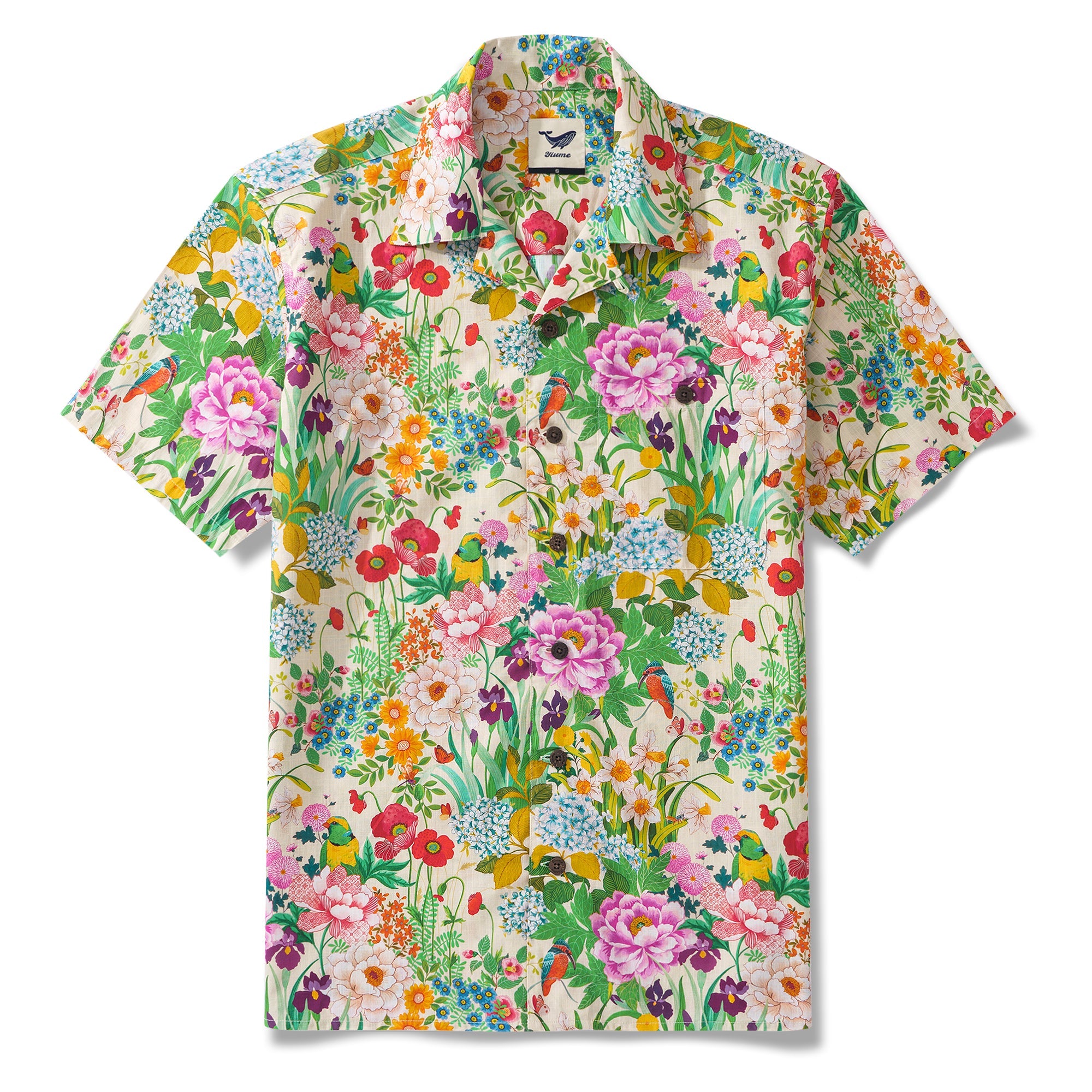 NIWA Hawaiian Art-Inspired Shirt 100% Cotton Men's Aloha Hawaiian Short Sleeve Camp Collar Shirt