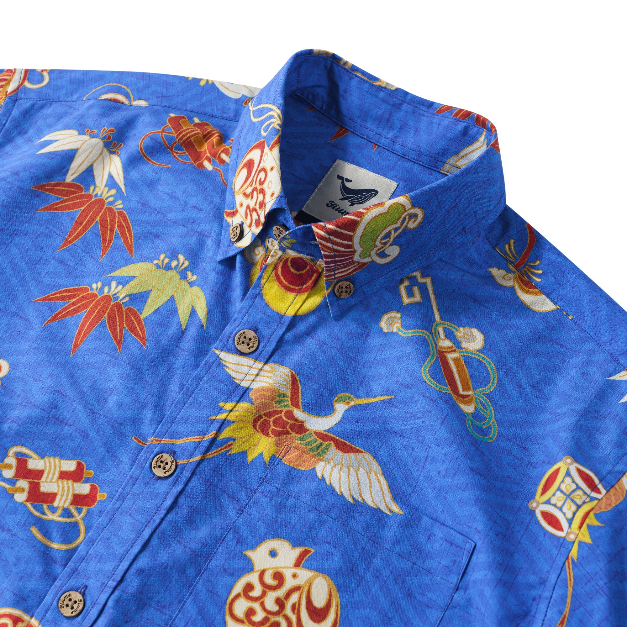 Tranquil Paradise 100% Cotton Men's Short Sleeve Button-down Shirt Aloha Hawaiian