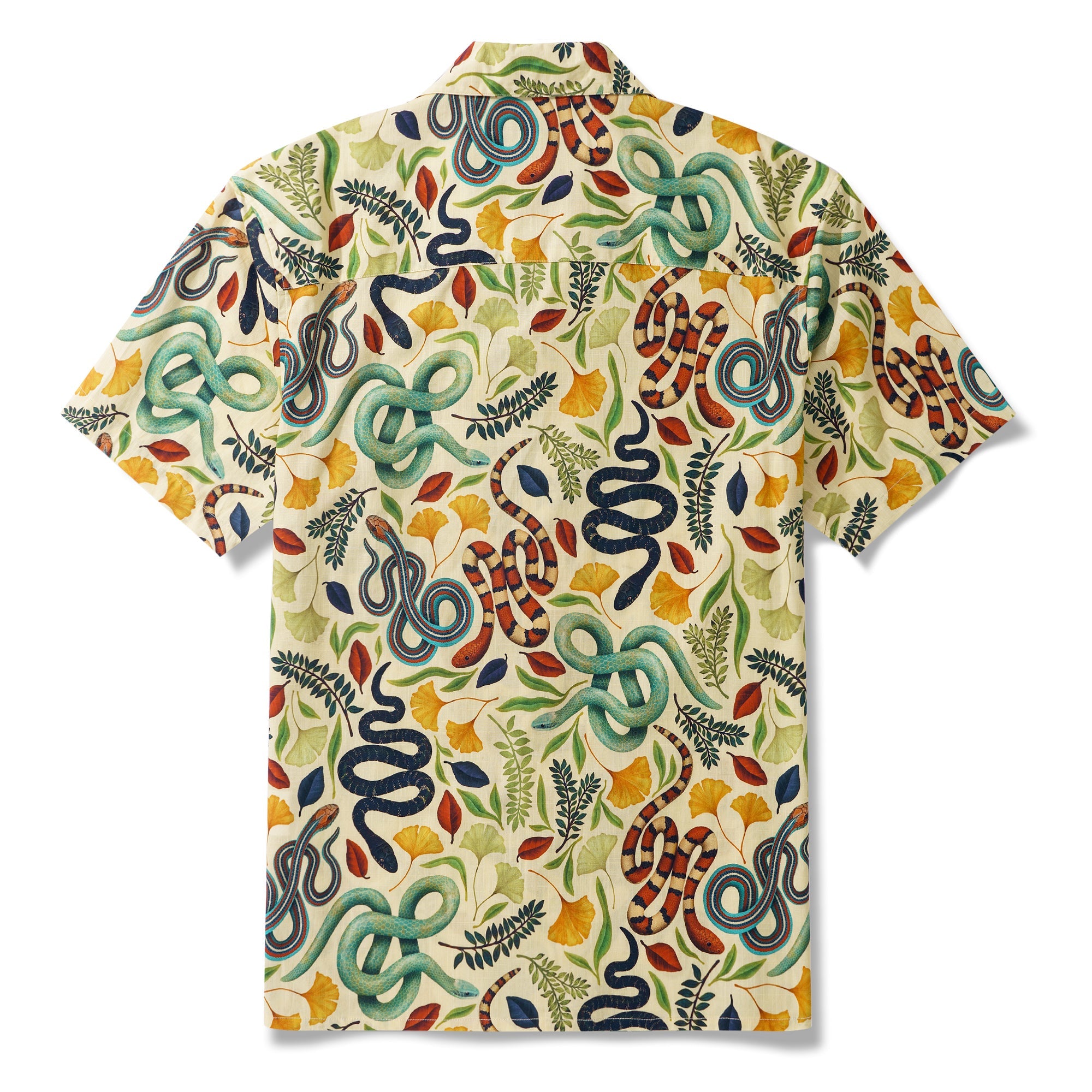 Sublime Snakes By Rosie Dore 100% Cotton Men's Short Sleeve Camp Collar Shirt Aloha Hawaiian