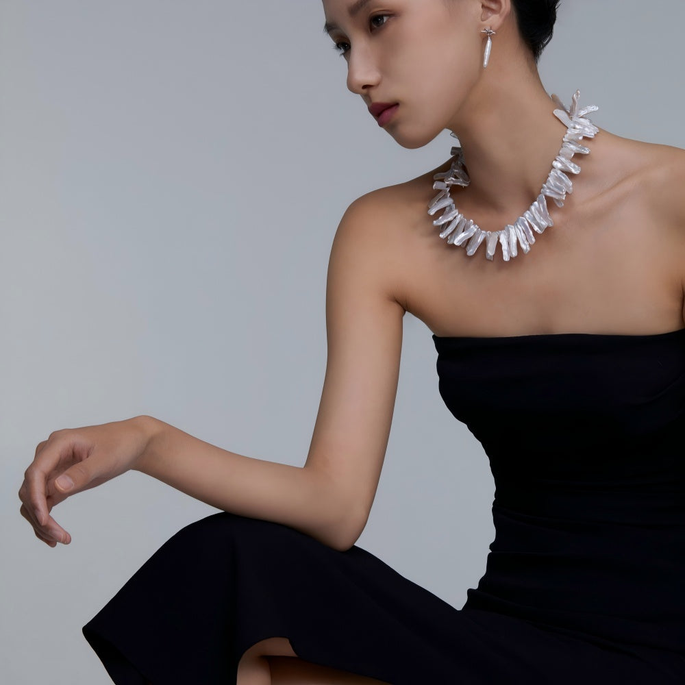 Natural Baroque Fancy shape pearl necklace