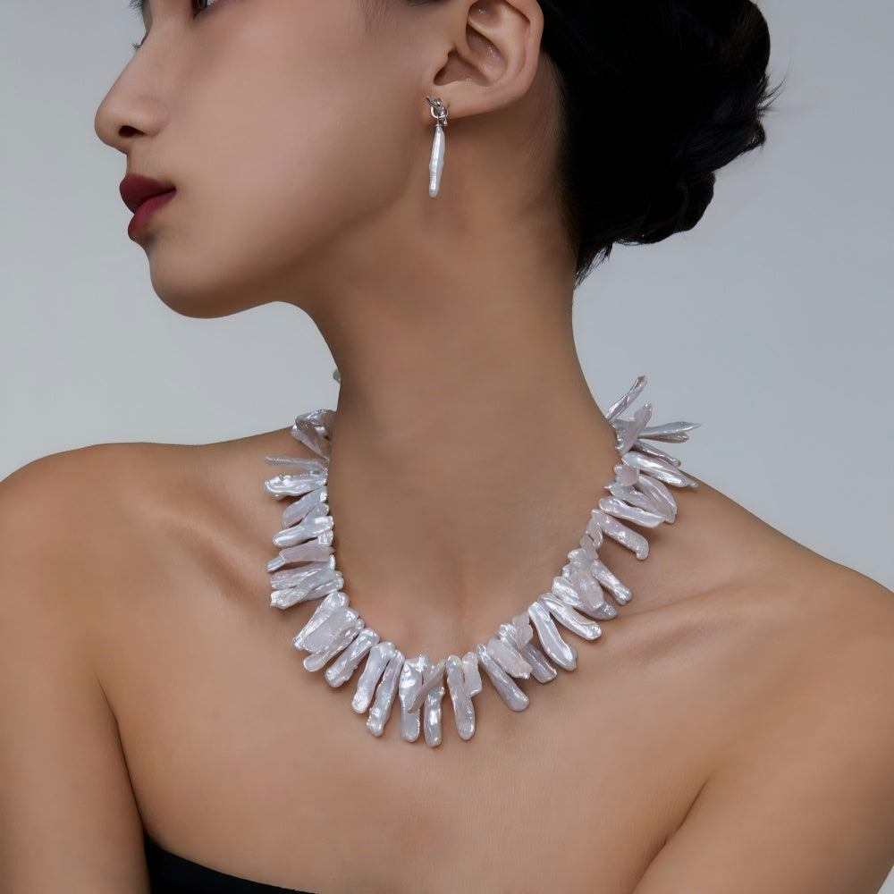 Natural Baroque Fancy shape pearl necklace