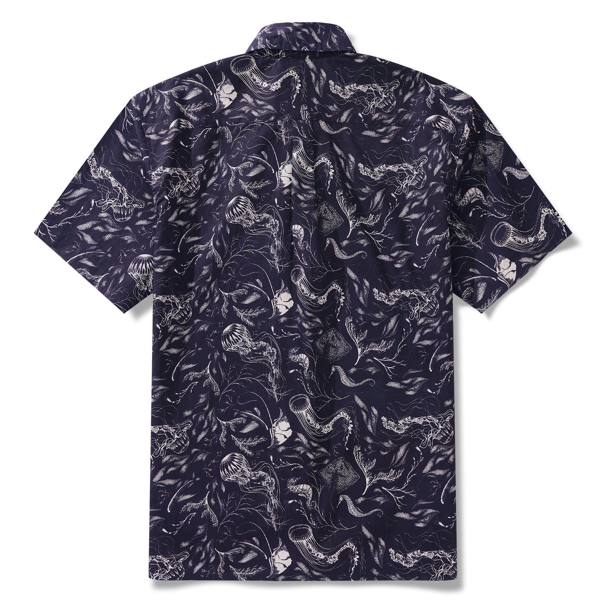Men's Hawaiian Shirt Short Sleeve Button-down 100% Cotton Aloha Deep - Sea Odyssey By Feanne