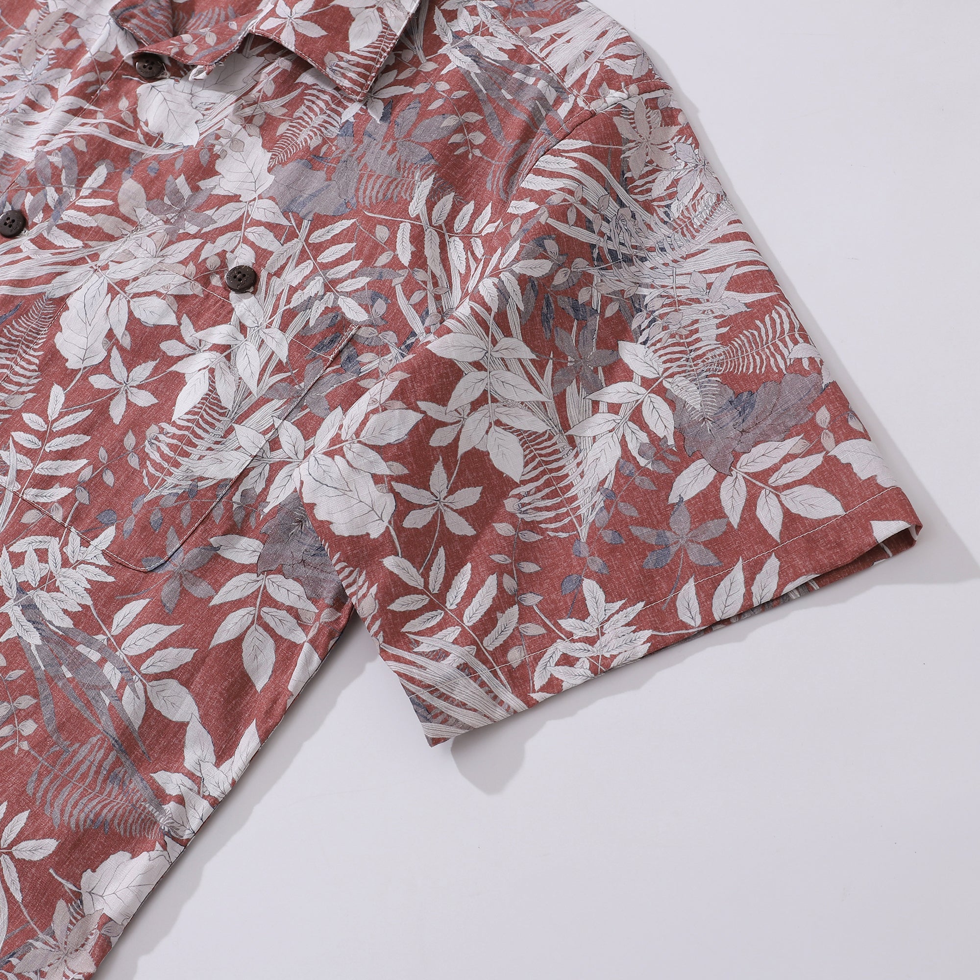 Hawaiian Shirt For Men Crimson Foliage Fantasia Print Shirt Camp Collar 100% Cotton