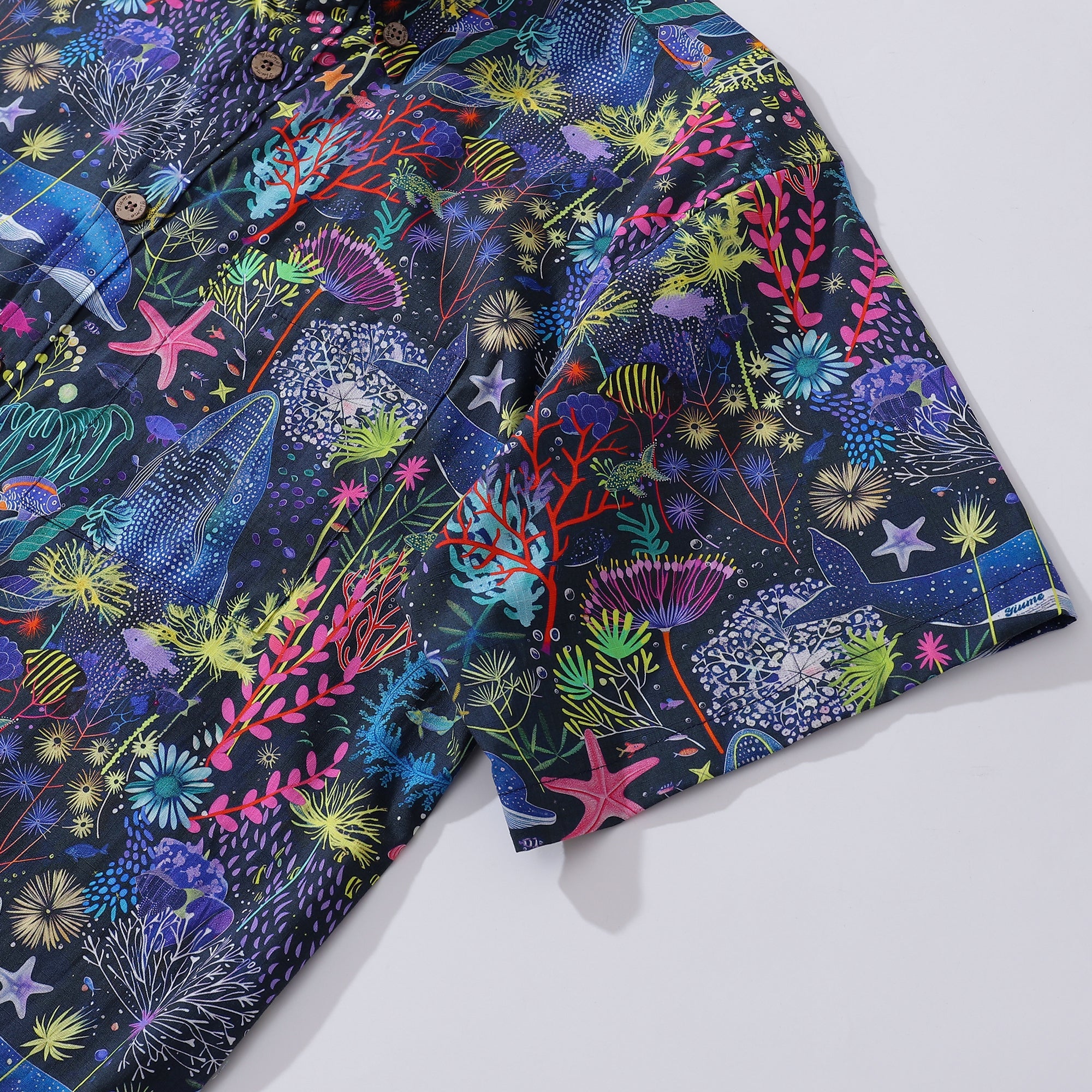 Hawaiian Shirt For Men Underwater Wonder Button-down Short Sleeve 100% Cotton Shirt