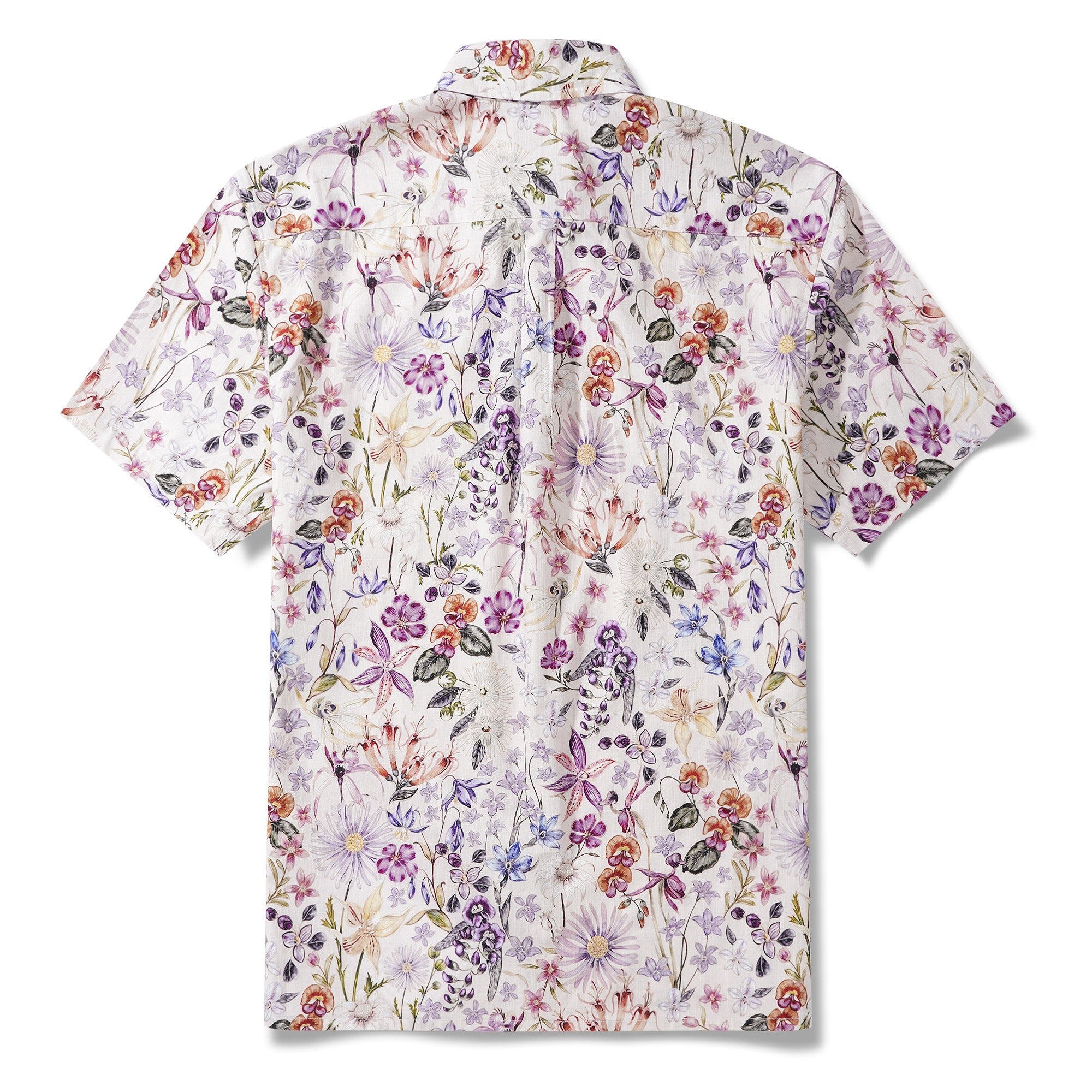 Men's Hawaiian Shirt Short Sleeve Button-down 100% Cotton Orange Aloha Flowers of Romance