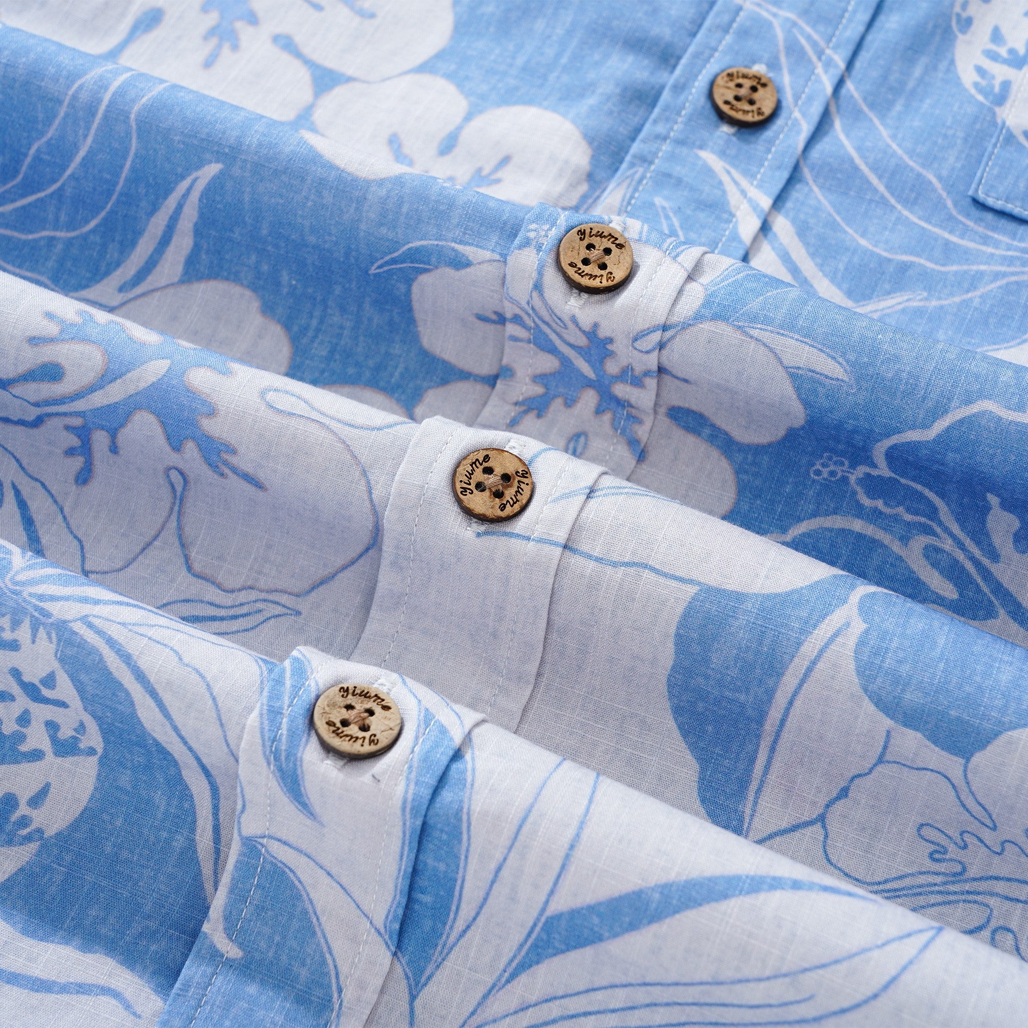 Men's Hawaiian Shirt Short Sleeve Button-down 100% Cotton Blue Aloha Pineapple and Hibiscus Hawaiian Shirt