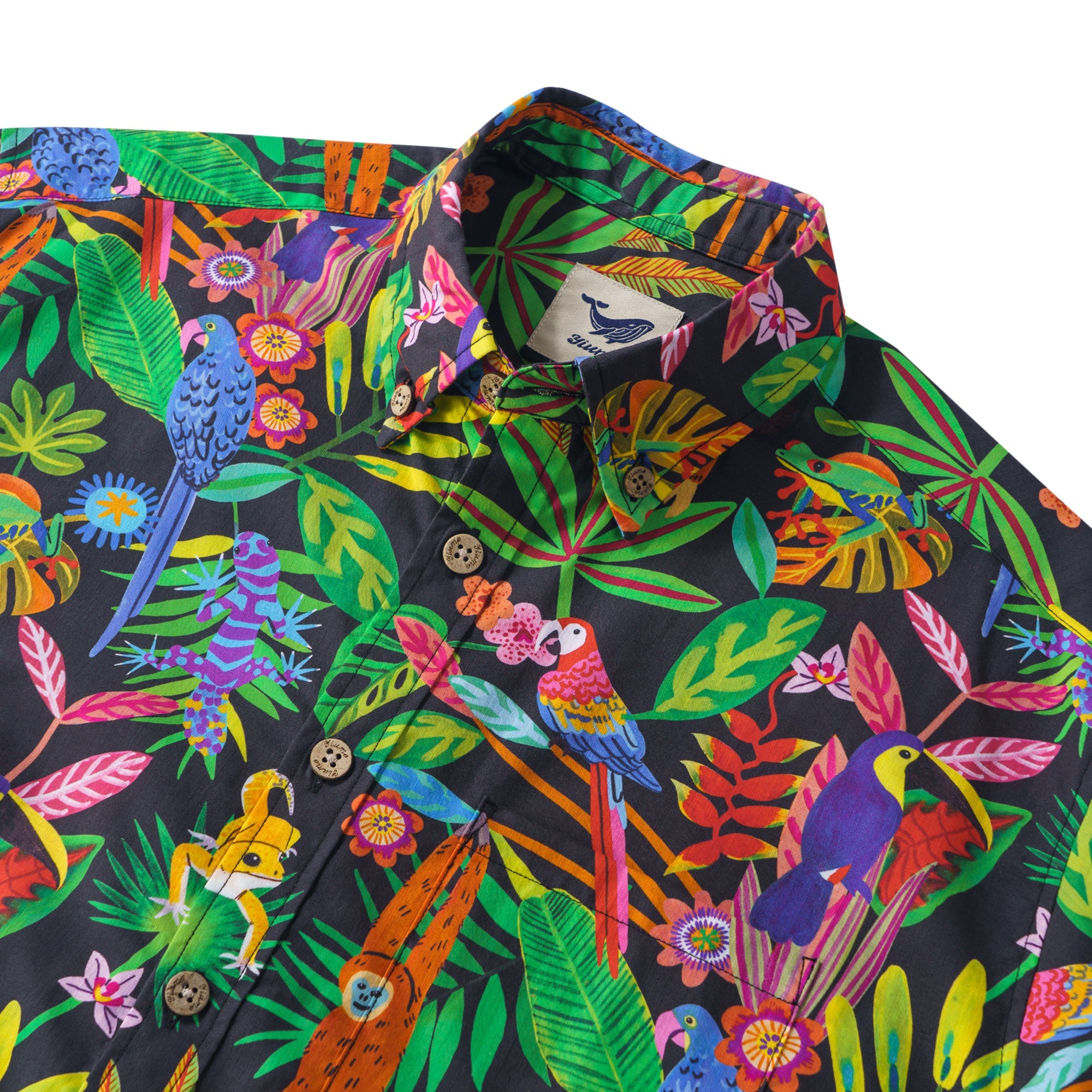 Jungle By Emma Jayne 100% Cotton Men's Short Sleeve Button-down Shirt Aloha Hawaiian