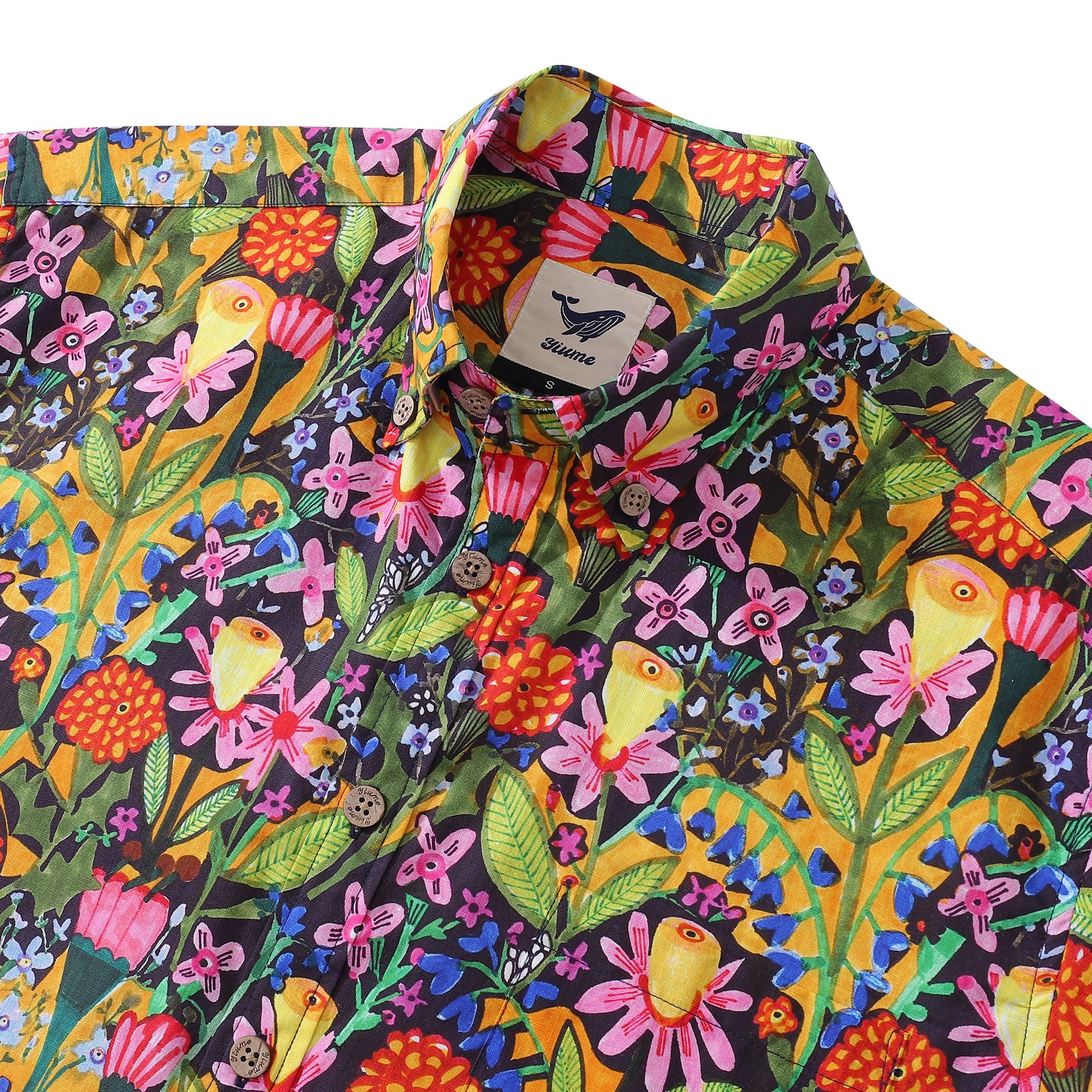 Hawaiian Shirt For Men Mango Flower Fusion By Sharon Nullmeyer Button-down Shirt Short Sleeve 100% Cotton Aloha Shirt