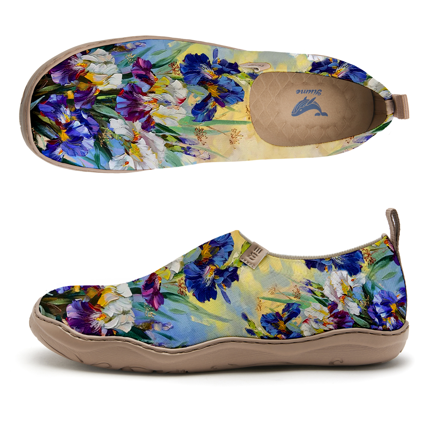 Yiume Women's Art Slip-On Shoes Comfortable Breathable Knit Casual Footwear,Iris Oil Painting Purple