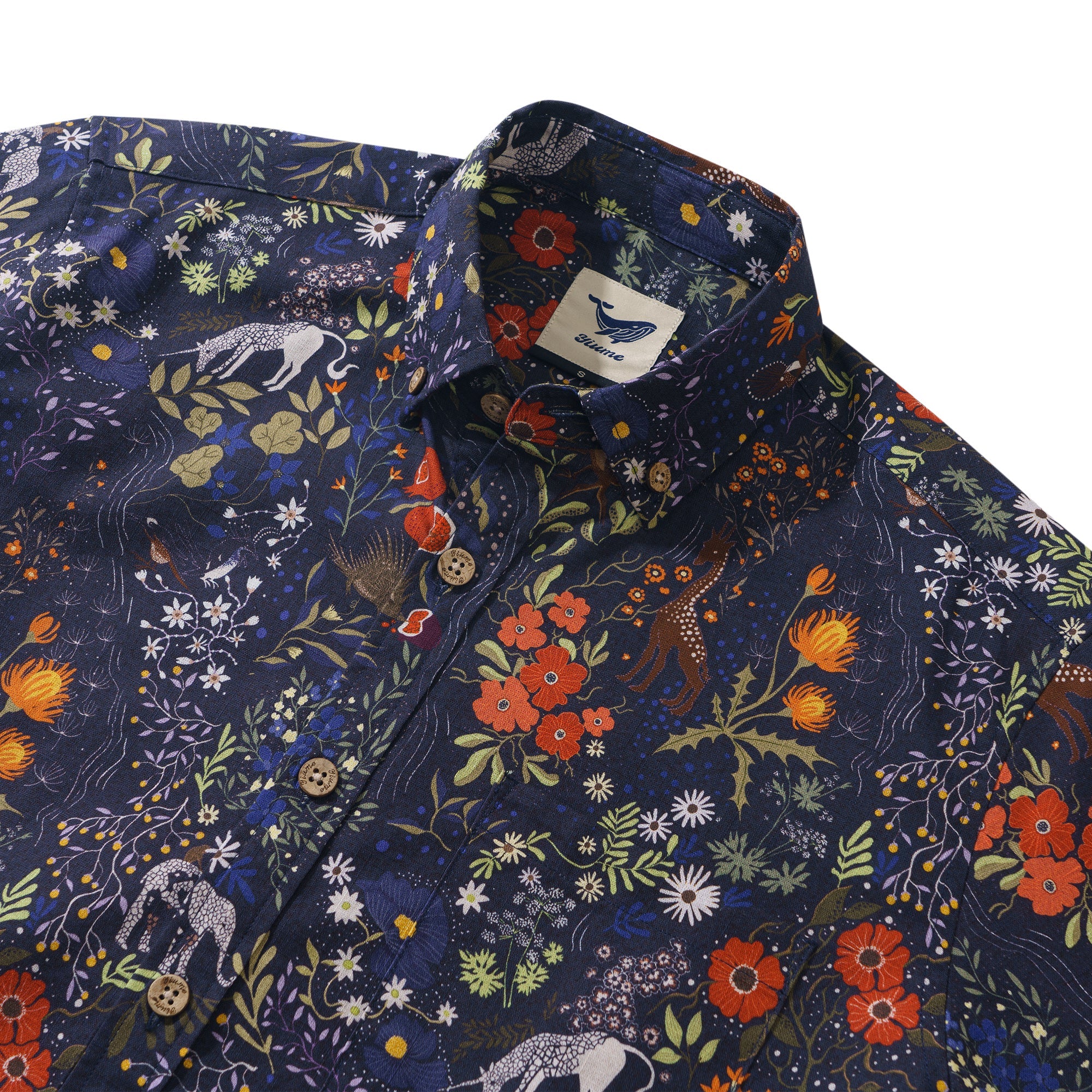 Heavenly Garden 100% Cotton Men's Long Sleeve Button-down Shirt Aloha Hawaiian