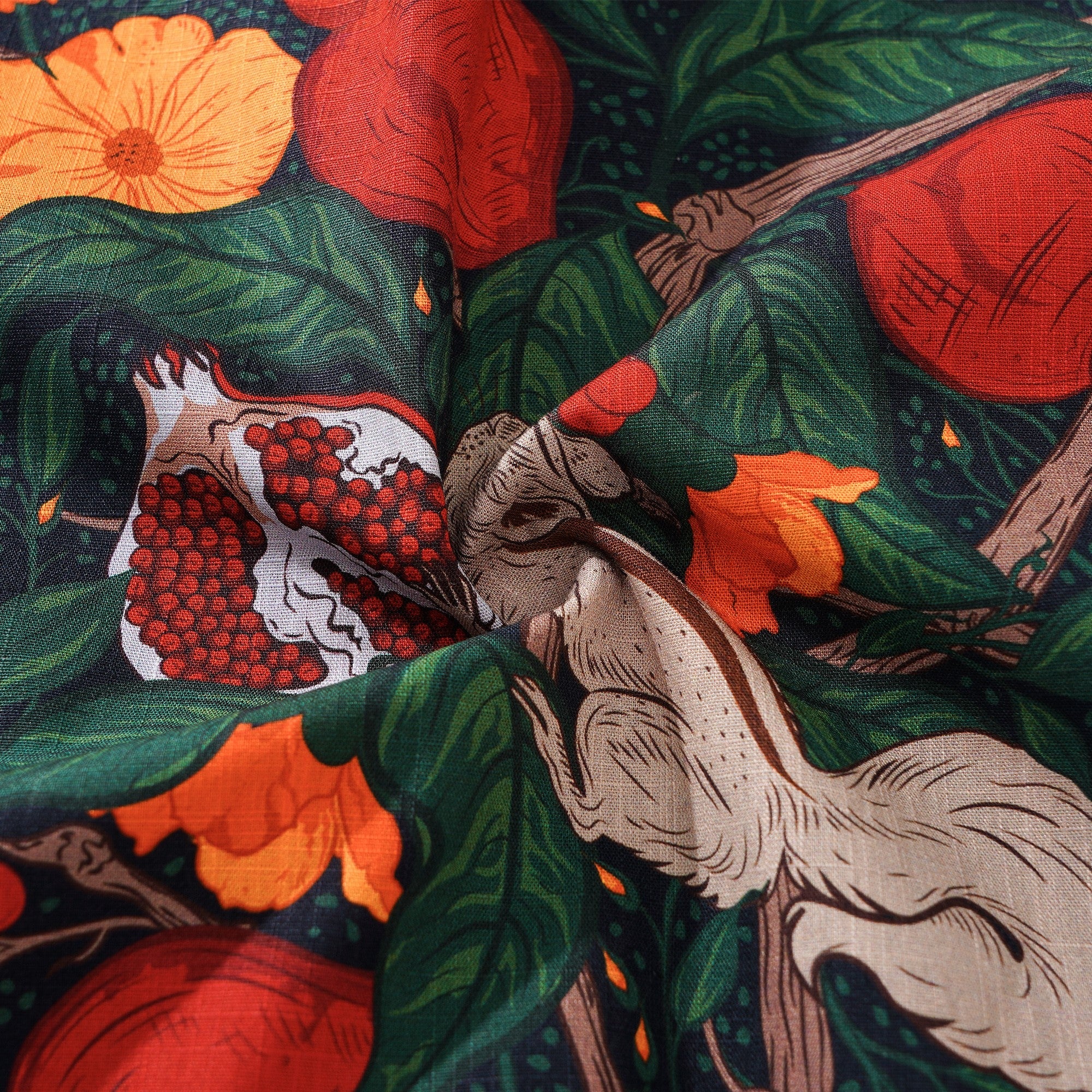 Men's Hawaiian Shirt Short Sleeve Button-down 100% Cotton Green Aloha Pomegranate Grove By Pallavi Chaudhary