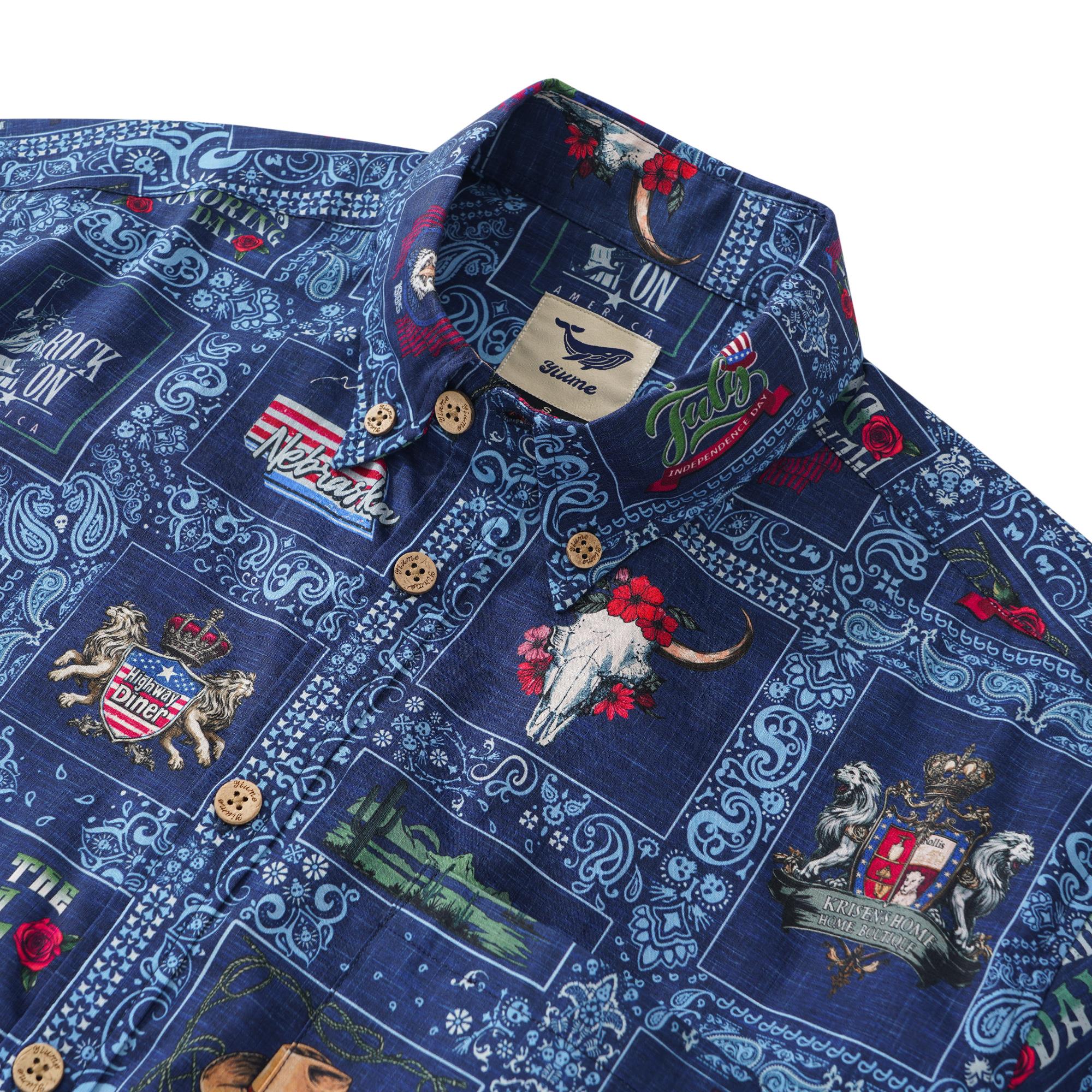 Men's Hawaiian Shirt Short Sleeve Button-down 100% Cotton White Aloha Paradise Found