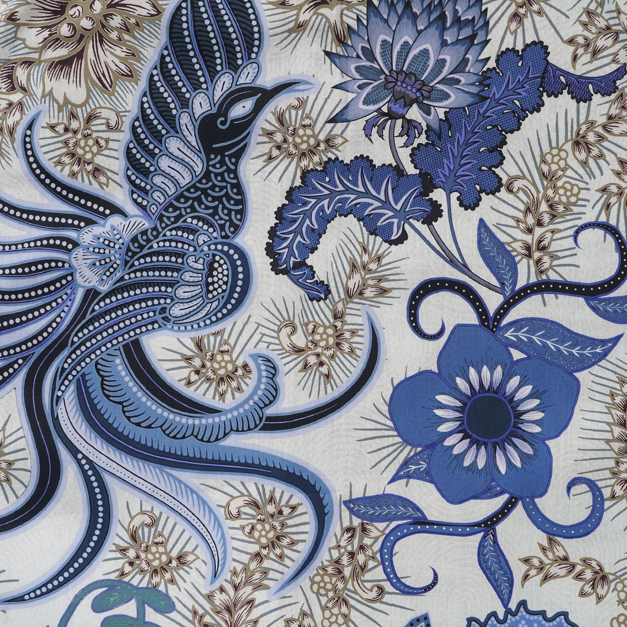 Men's Hawaiian Shirt Short Sleeve Button-down 100% Cotton Blue Aloha Blue Floral Phoenix