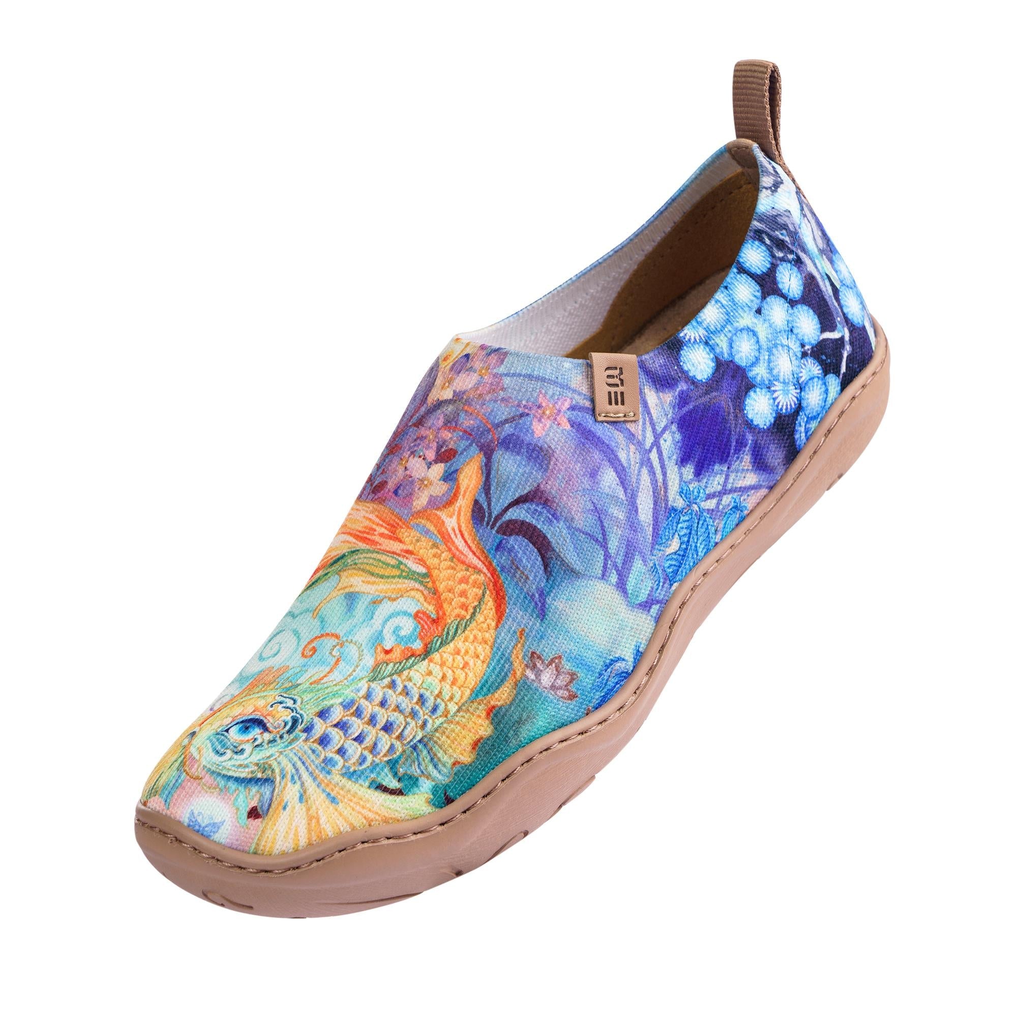 Cloud-Drifting Koi Women's Slip-On Shoes Painted Canvas Sneakers