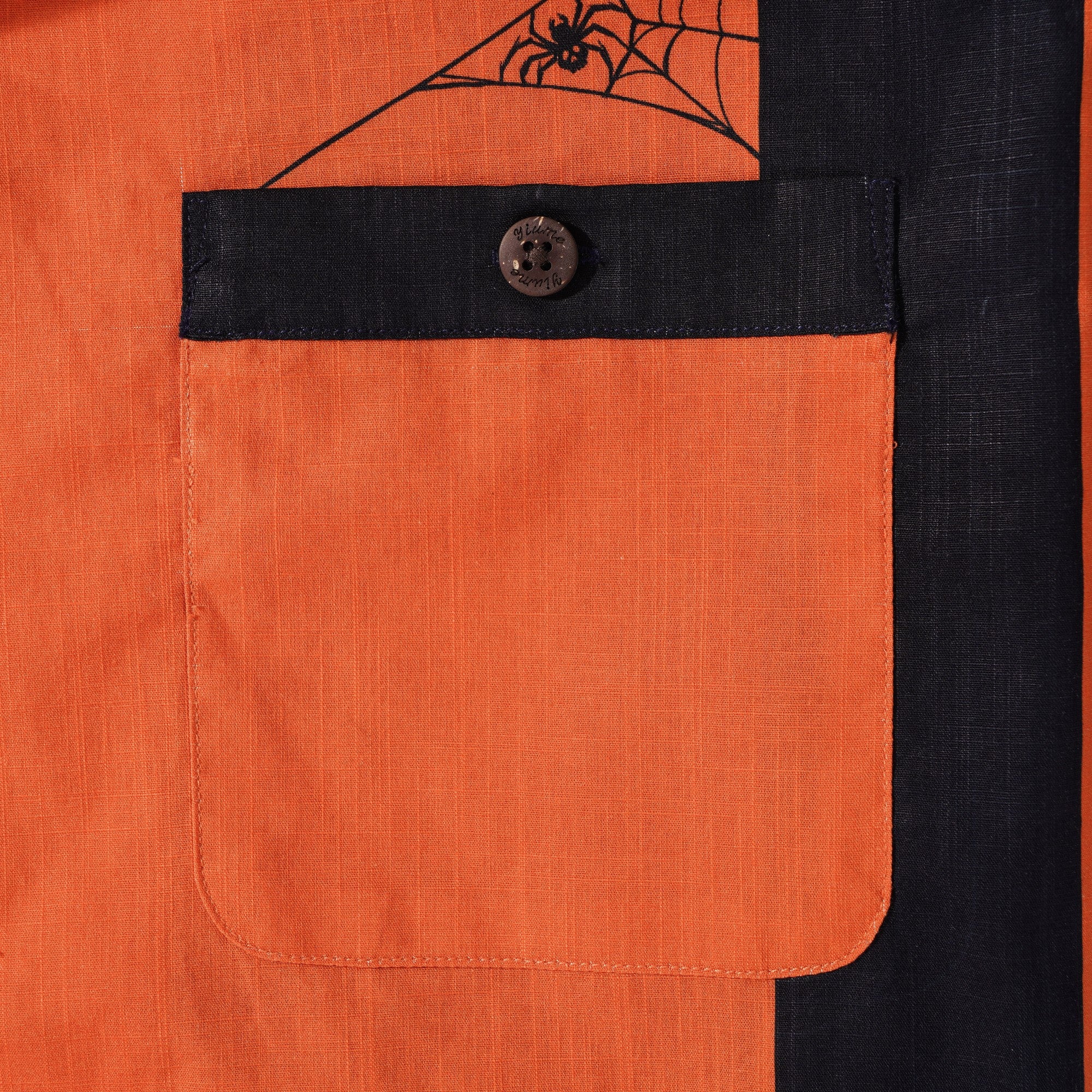 Men's Hawaiian Shirt Short Sleeve Camp Collar 100% Cotton Black Aloha Spider Pumpkin Lantern