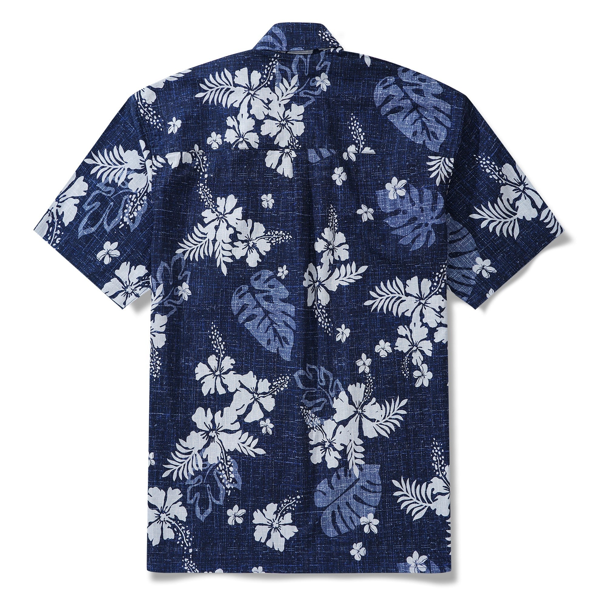 Men's Hawaiian Shirt Short Sleeve Button-down 100% Cotton Blue Aloha Tropical Splendor