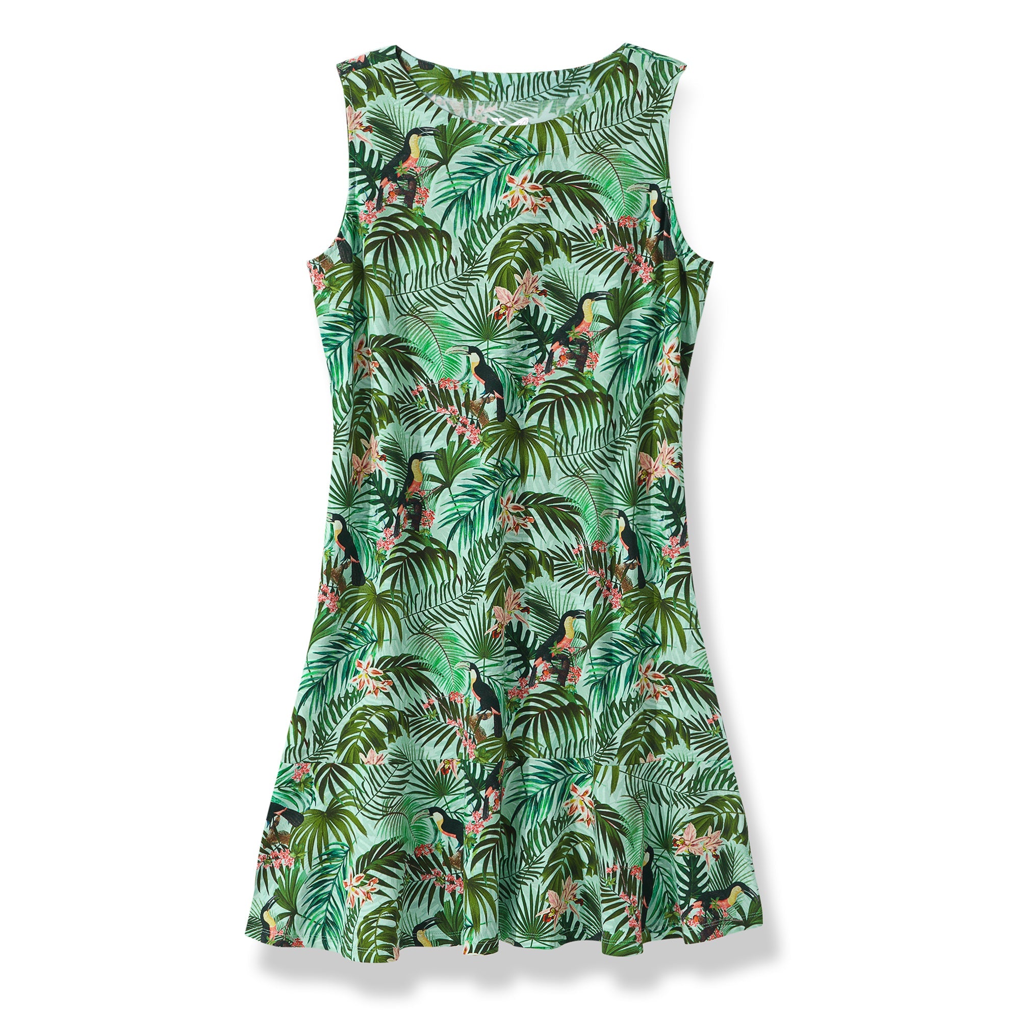 Hawaiian Dress For Women Tropical Vacation Toucan Flounce Dress