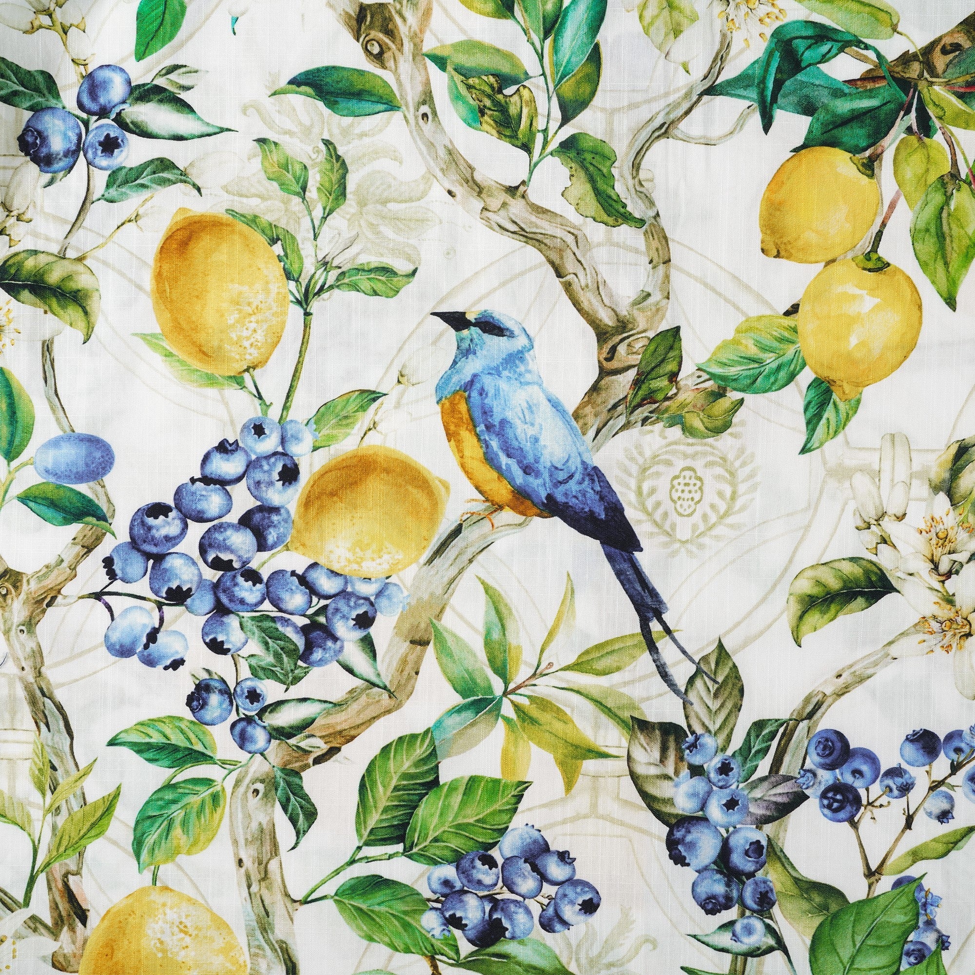 Men's Hawaiian Shirt Short Sleeve Button-down 100% Cotton White Aloha Sicilian Lemon Tree Fantasy