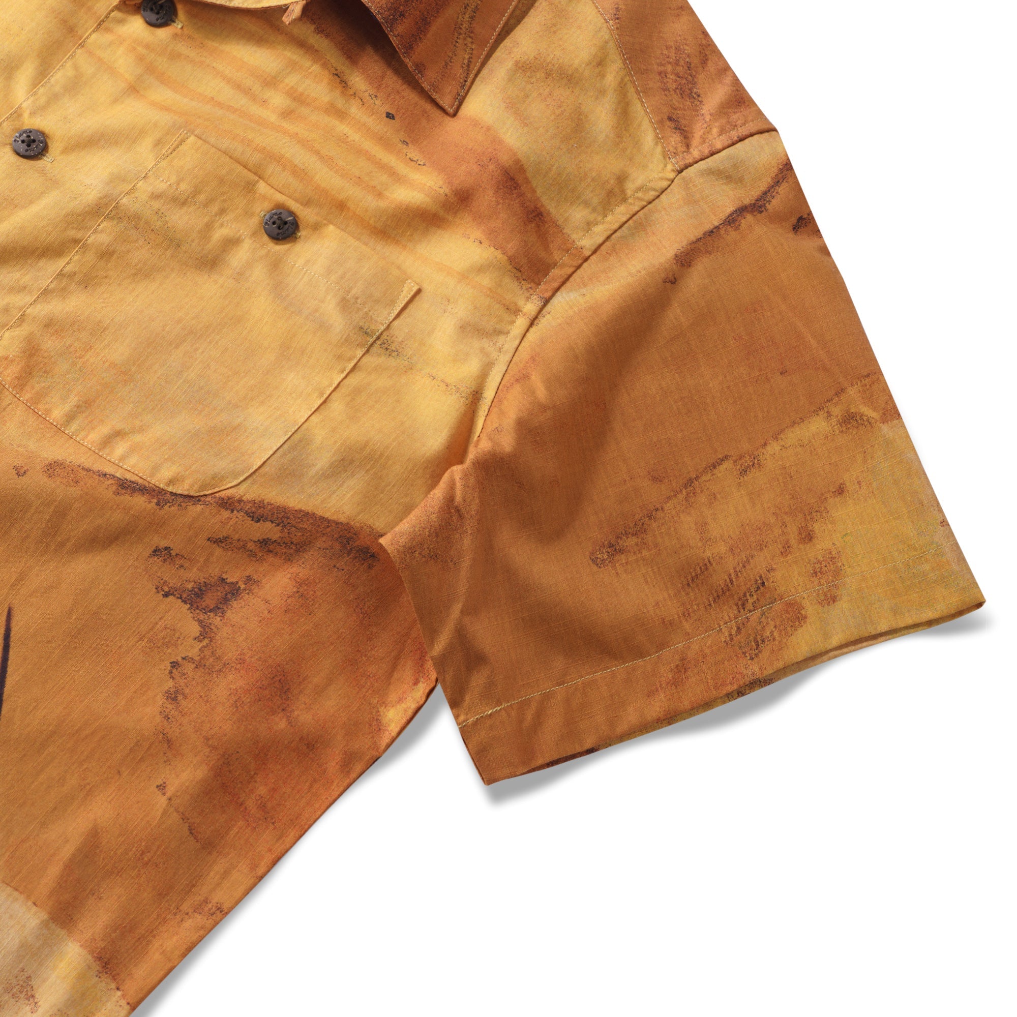 Men's Hawaiian Shirt Short Sleeve Camp Collar 100% Cotton Yellow Aloha Heat Waves By Andrea Leonelli