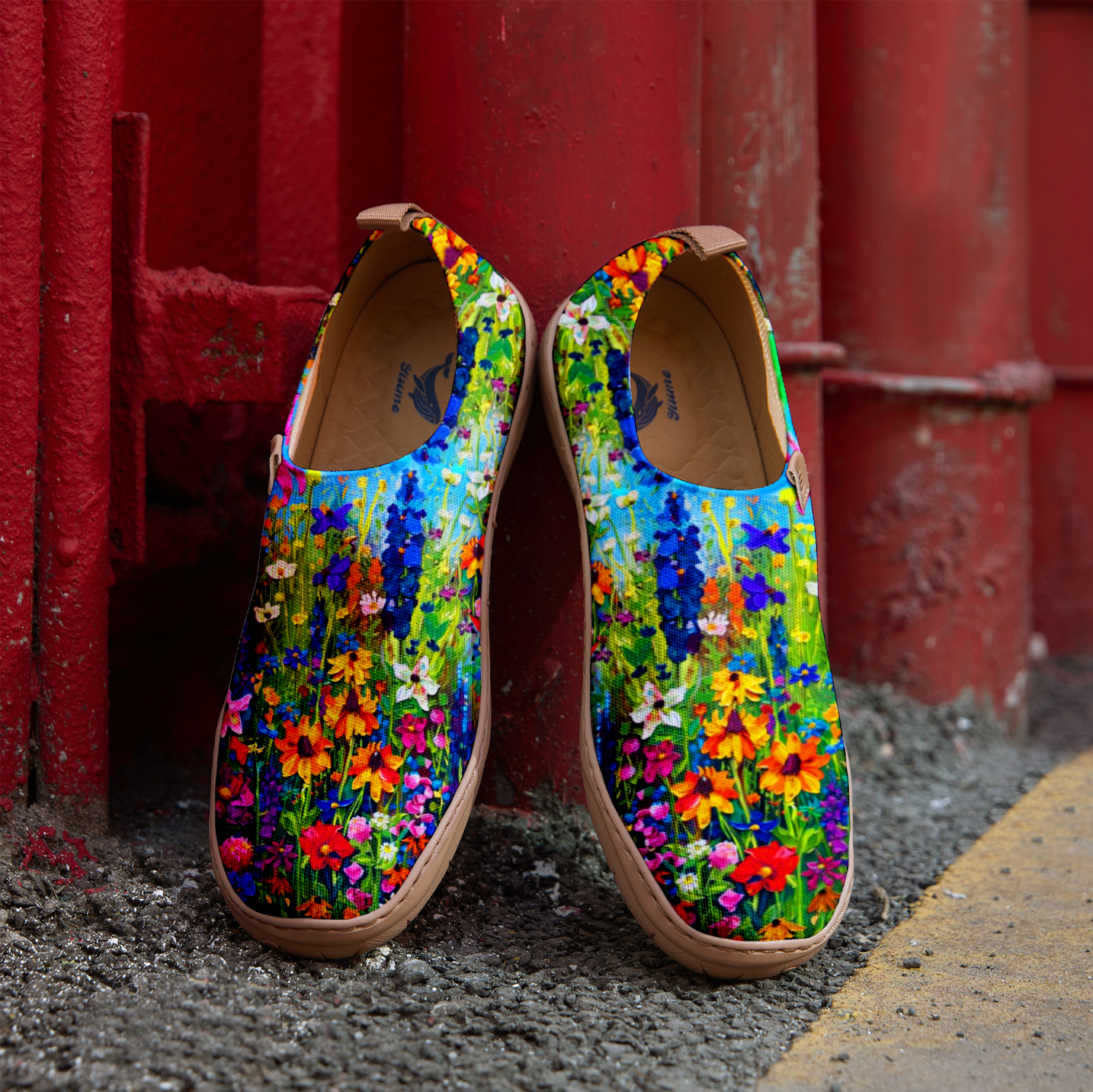 Yiume Women's Art Slip-On Shoes Comfortable Breathable Knit Casual Footwear,Lush Promenade