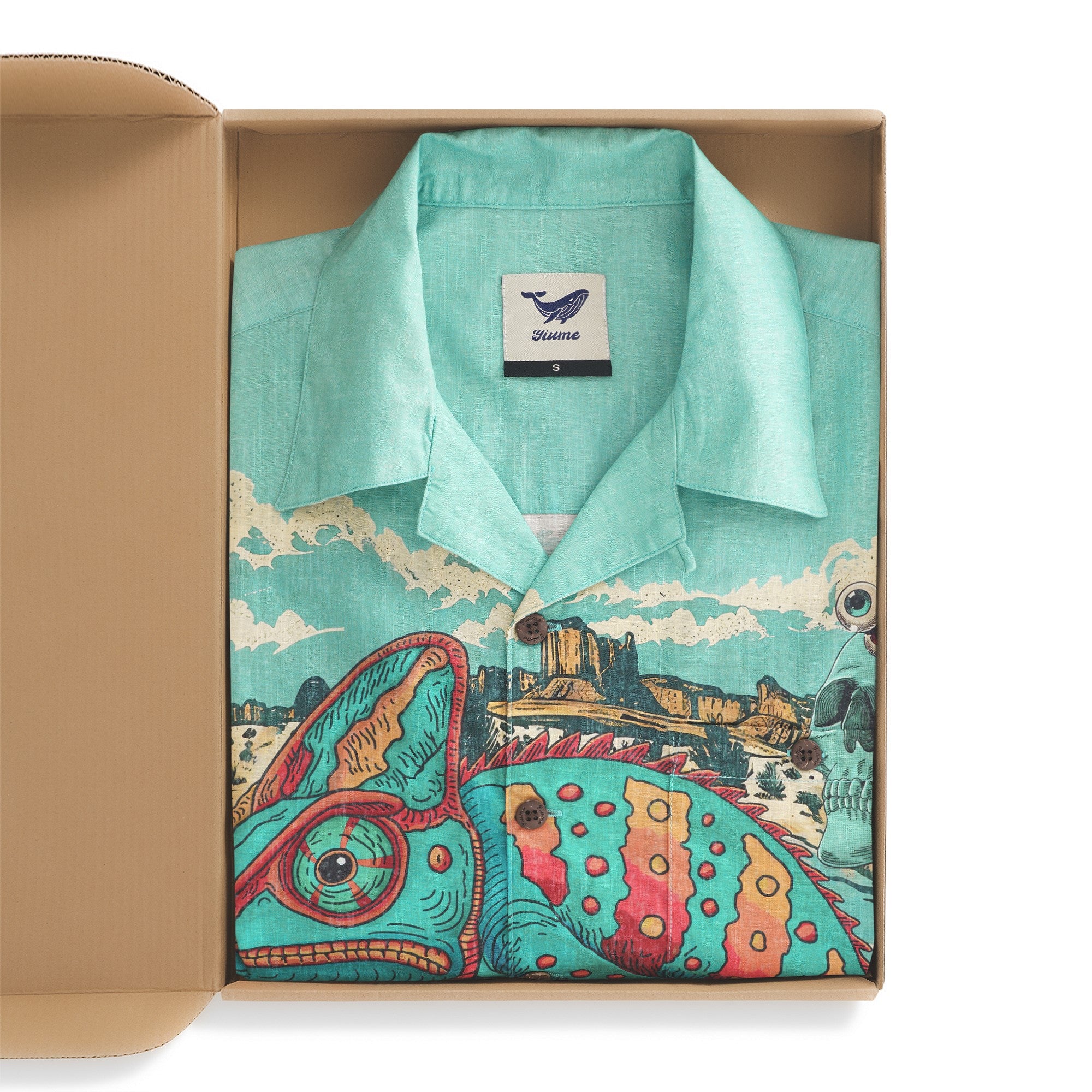 Men's Hawaiian Shirt Short Sleeve Camp Collar 100% Cotton Beige Aloha Desert Expedition