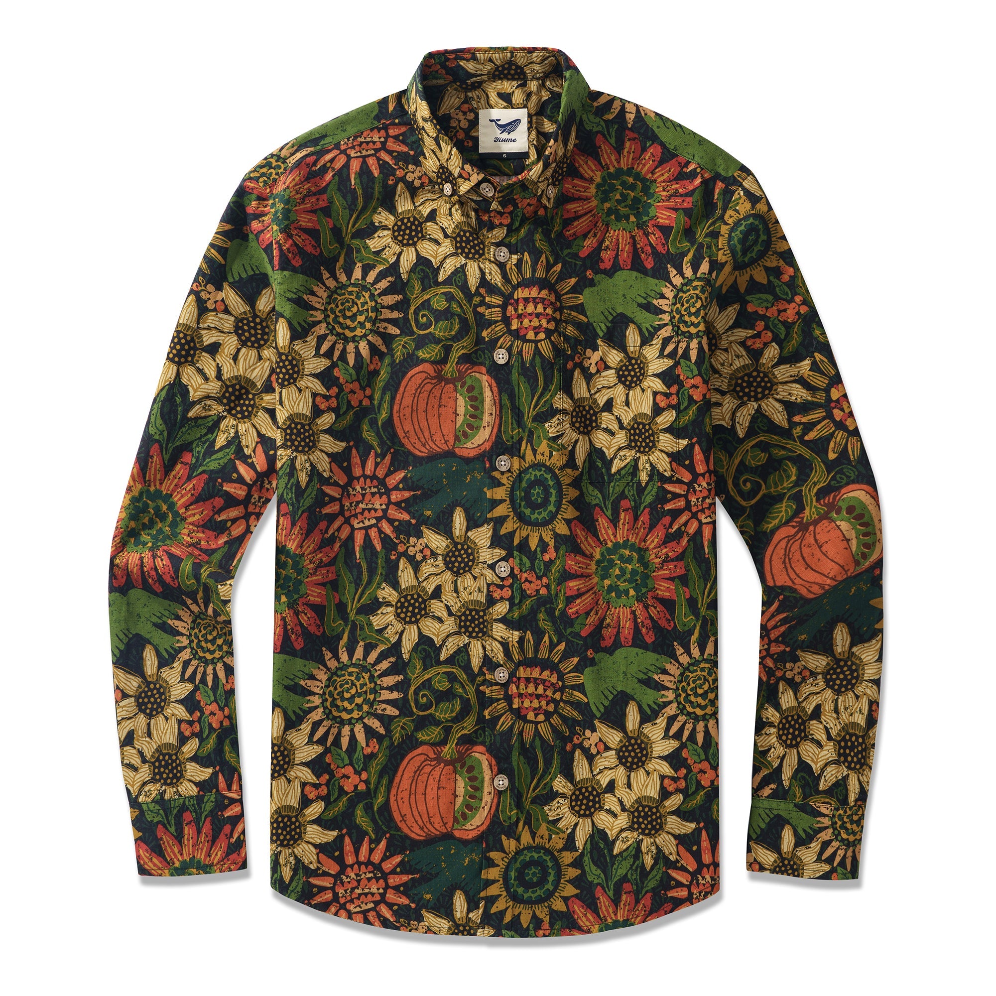 Hawaiian Thanksgiving Inspired By Andrea Leonelli Shirt 100% Cotton Men's Aloha Hawaiian Long Sleeve Button-down Shirt