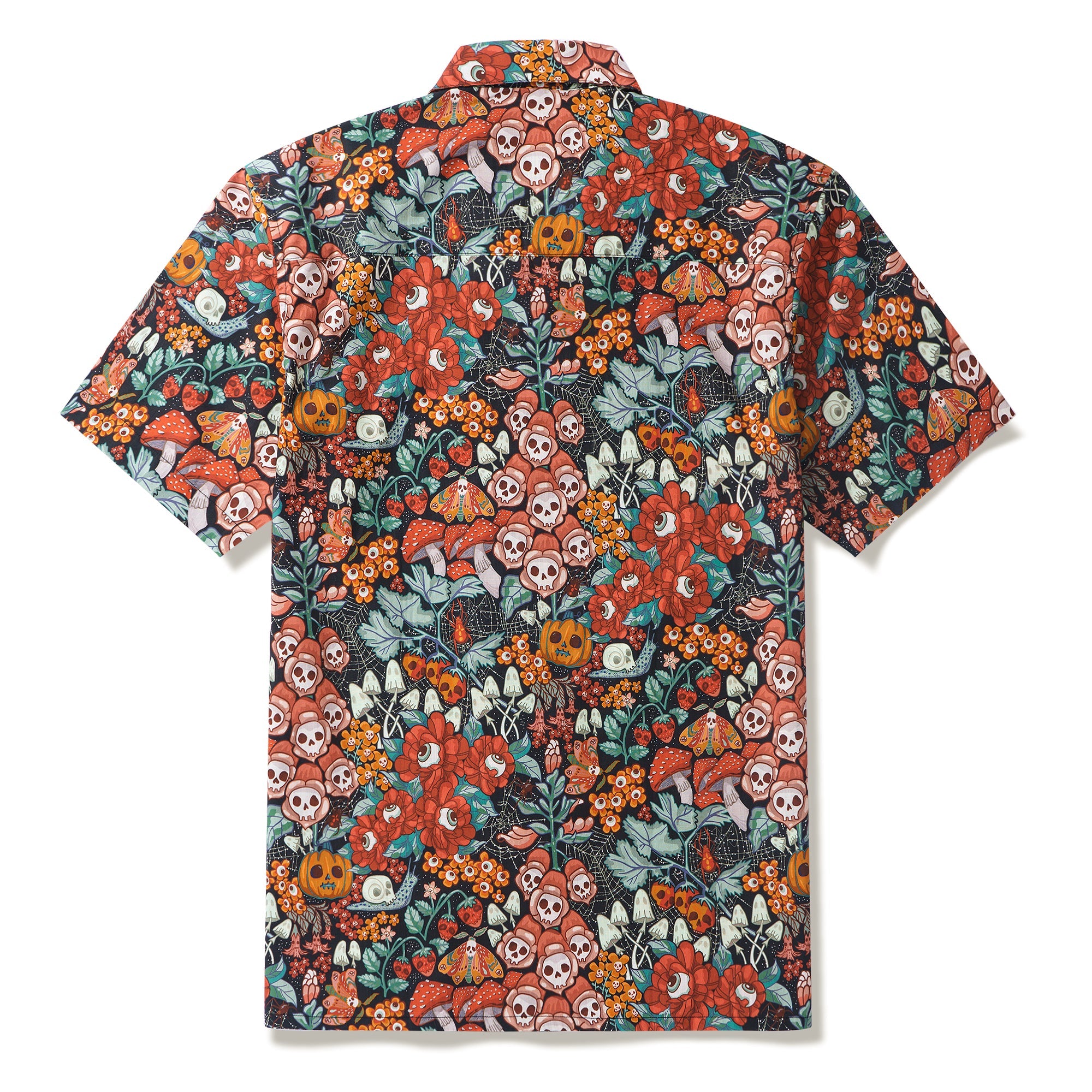 100% Cotton Hawaiian Shirt For Men Halloween Cottage Garden By Nell Camp Collar Aloha Shirt