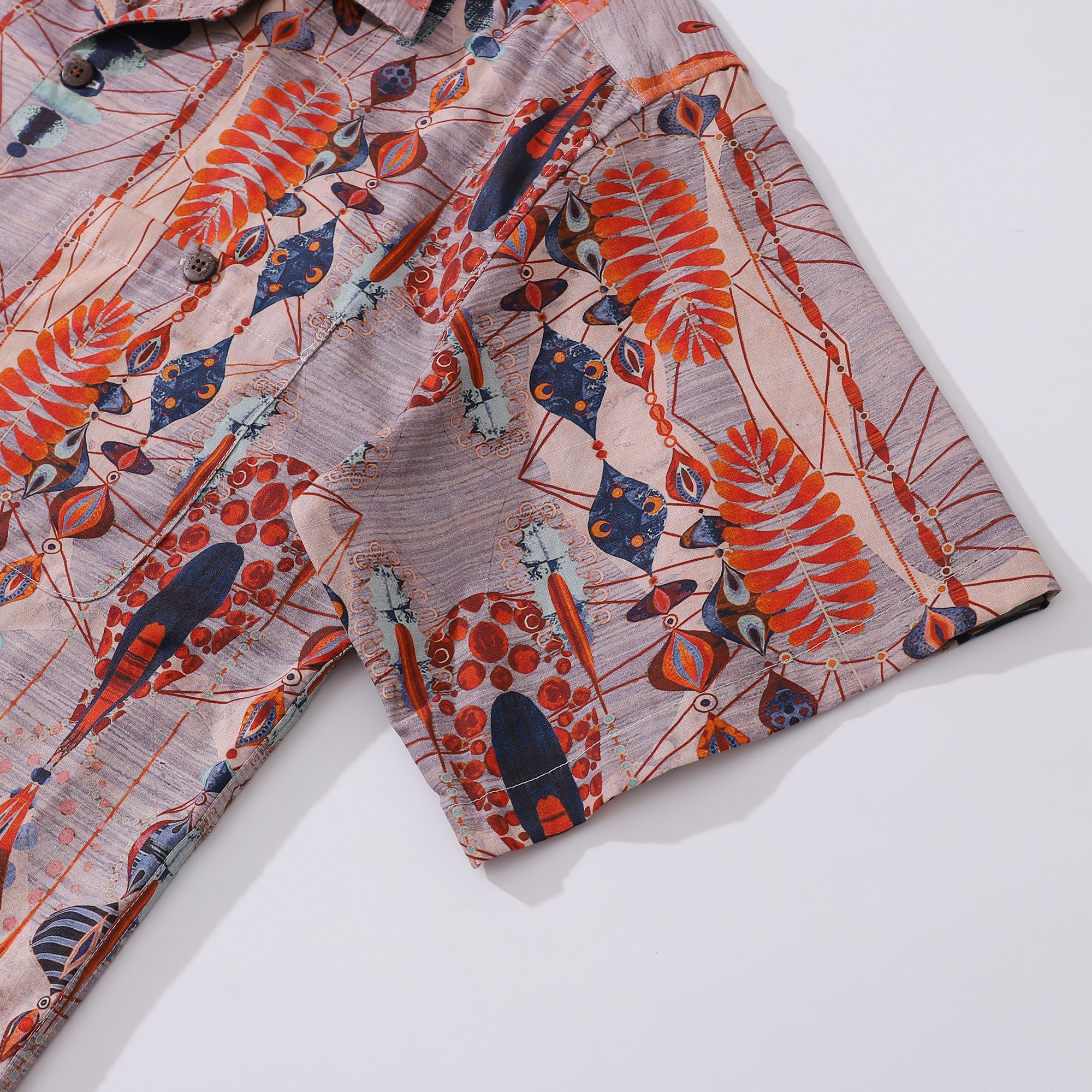 Men's Hawaiian Shirt Short Sleeve Camp Collar 100% Cotton Red Aloha Vivid Dreams
