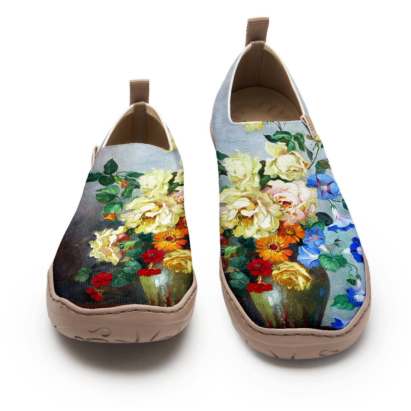 Yiume Women's Art Slip-On Shoes Comfortable Breathable Knit Casual Footwear,Vintage bouquet