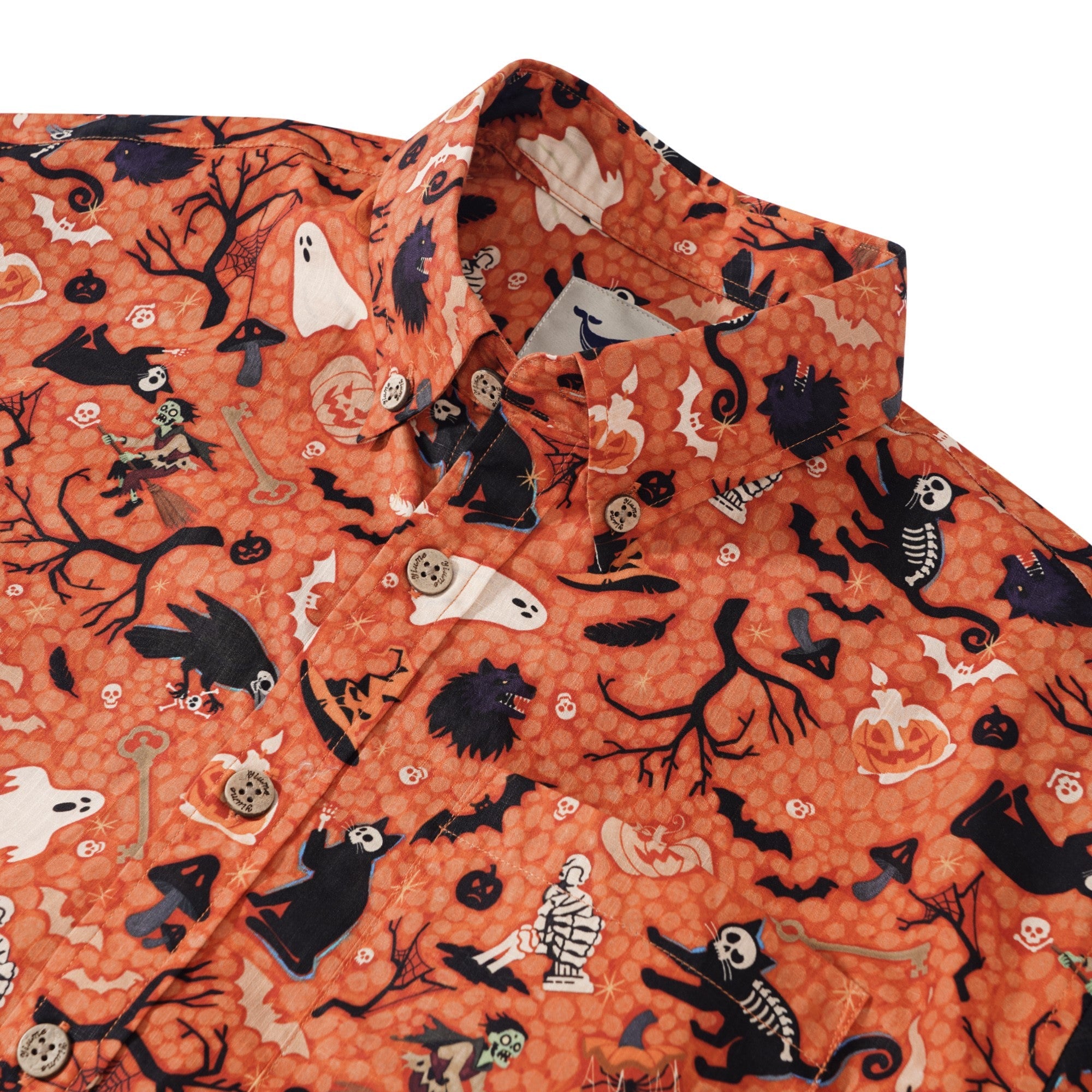 Men's Hawaiian Shirt Short Sleeve Button-down 100% Cotton Orange Aloha Witching Hour