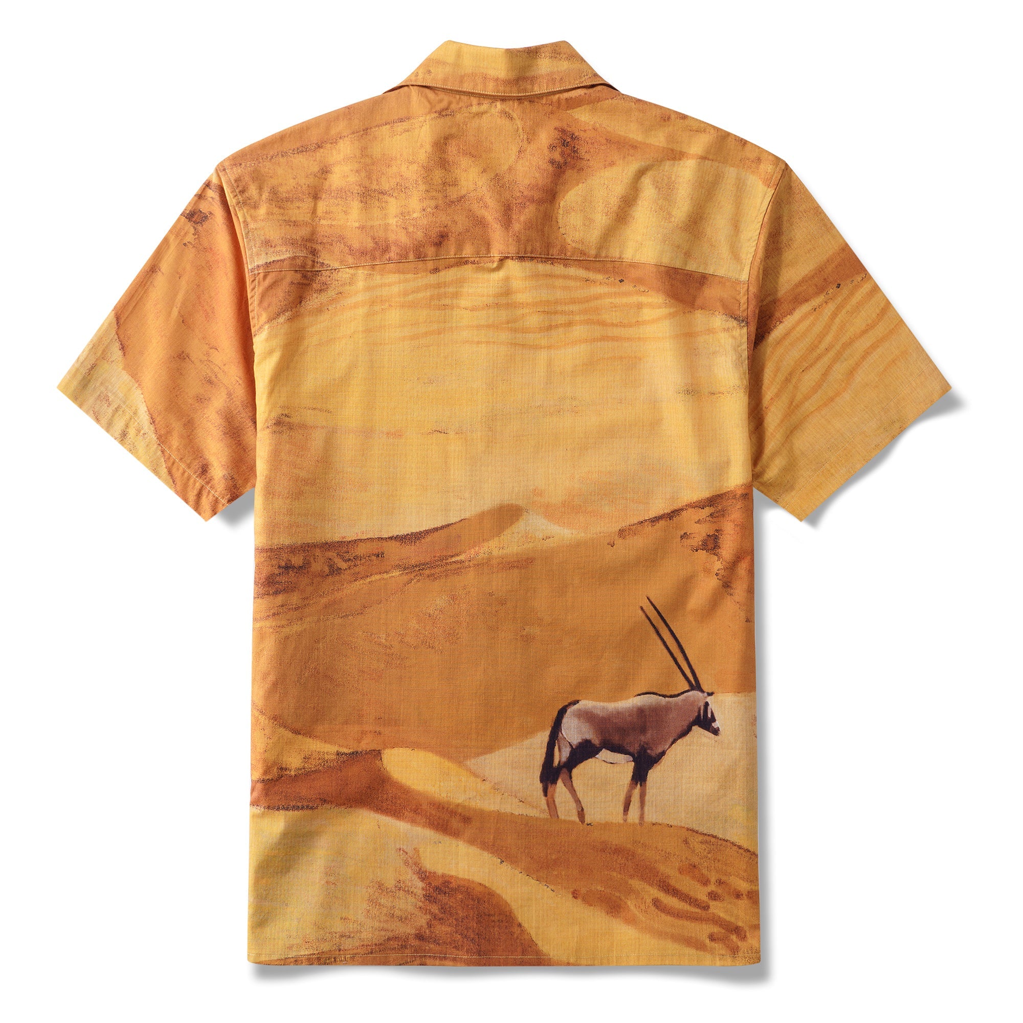 Men's Hawaiian Shirt Short Sleeve Camp Collar 100% Cotton Yellow Aloha Heat Waves By Andrea Leonelli