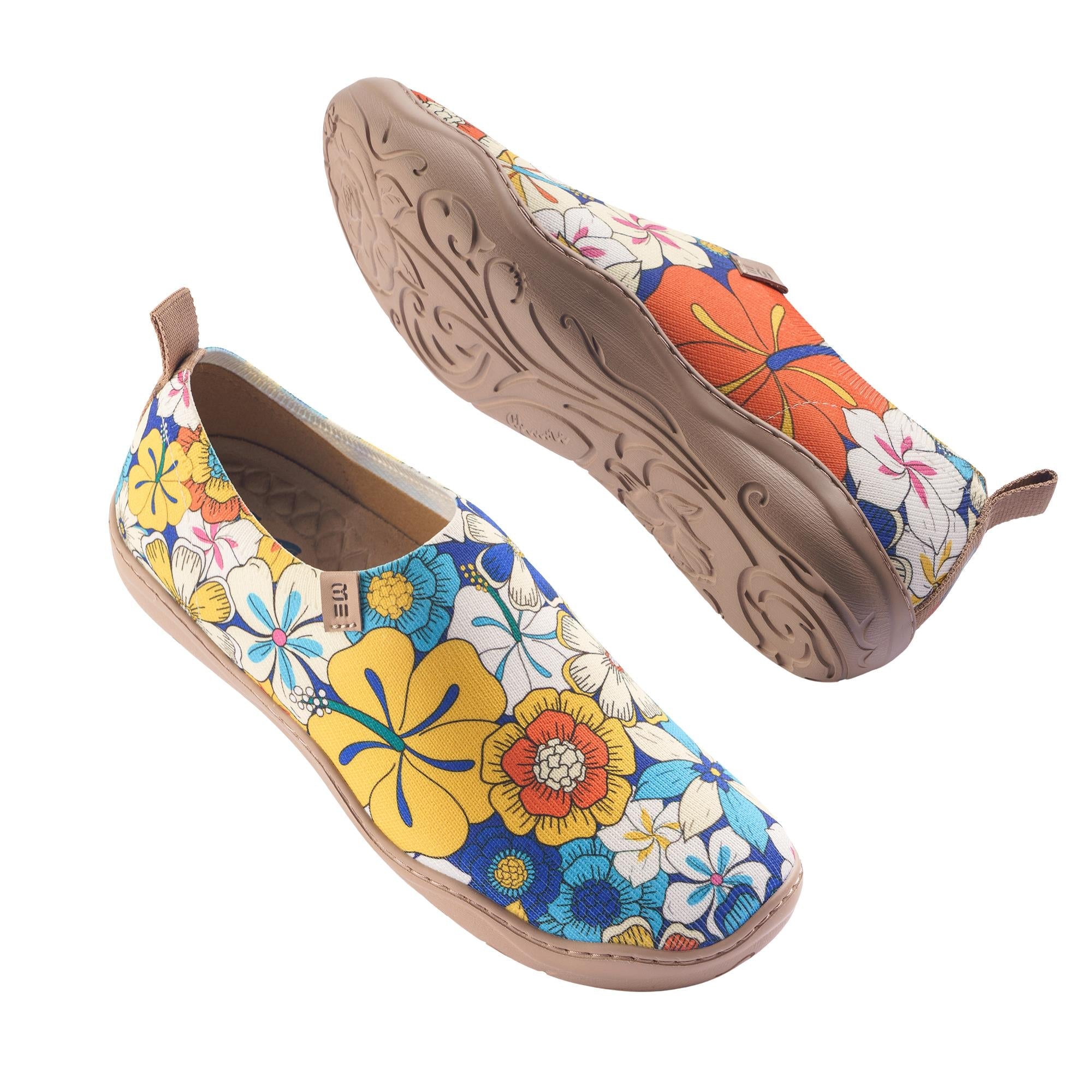 60's Floral Print by Samantha O'Malley Women's Slip-On Shoes Painted Canvas Sneaker