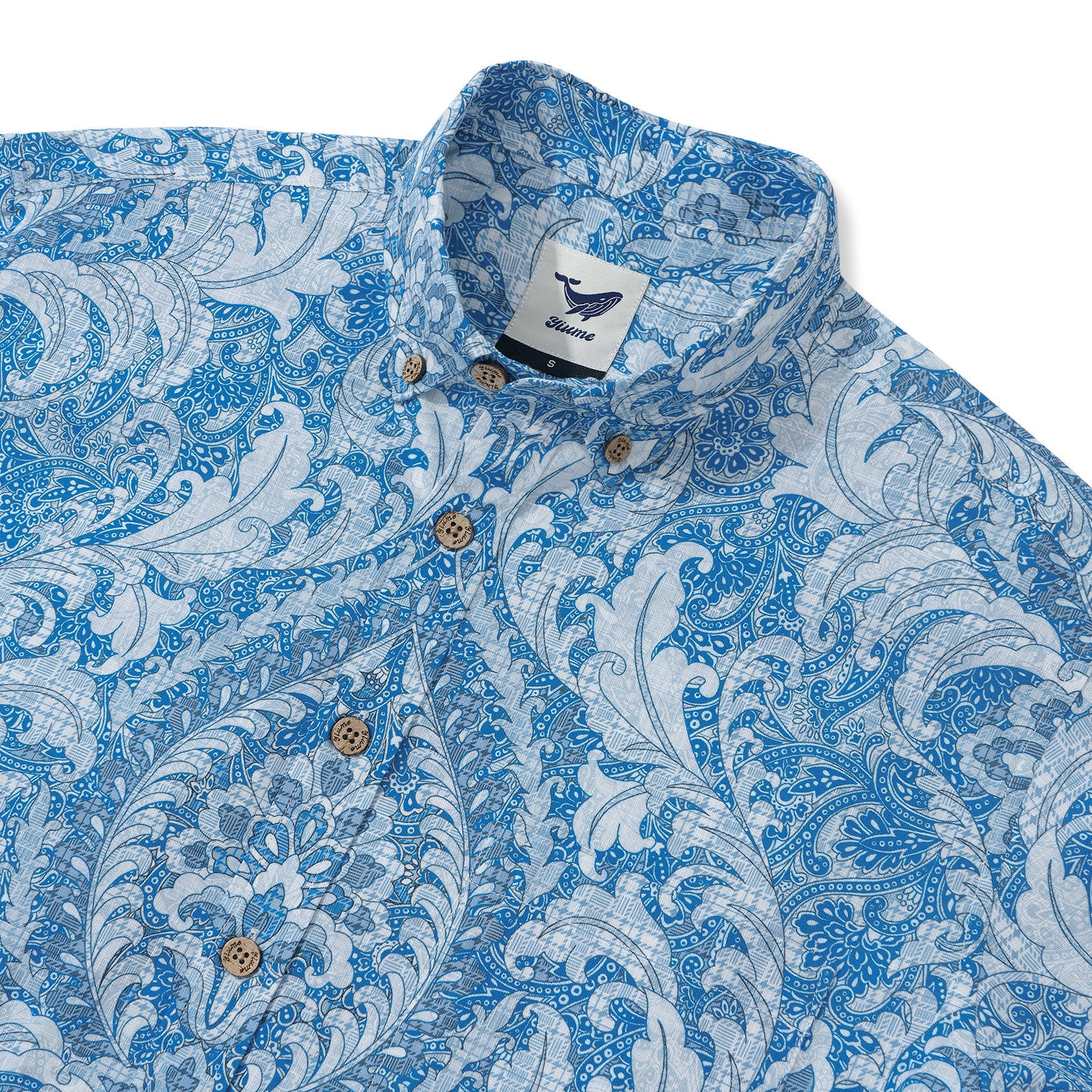 Long Sleeve Hawaiian Shirt For Men Cobalt Dream Cotton Button-down Aloha Shirt