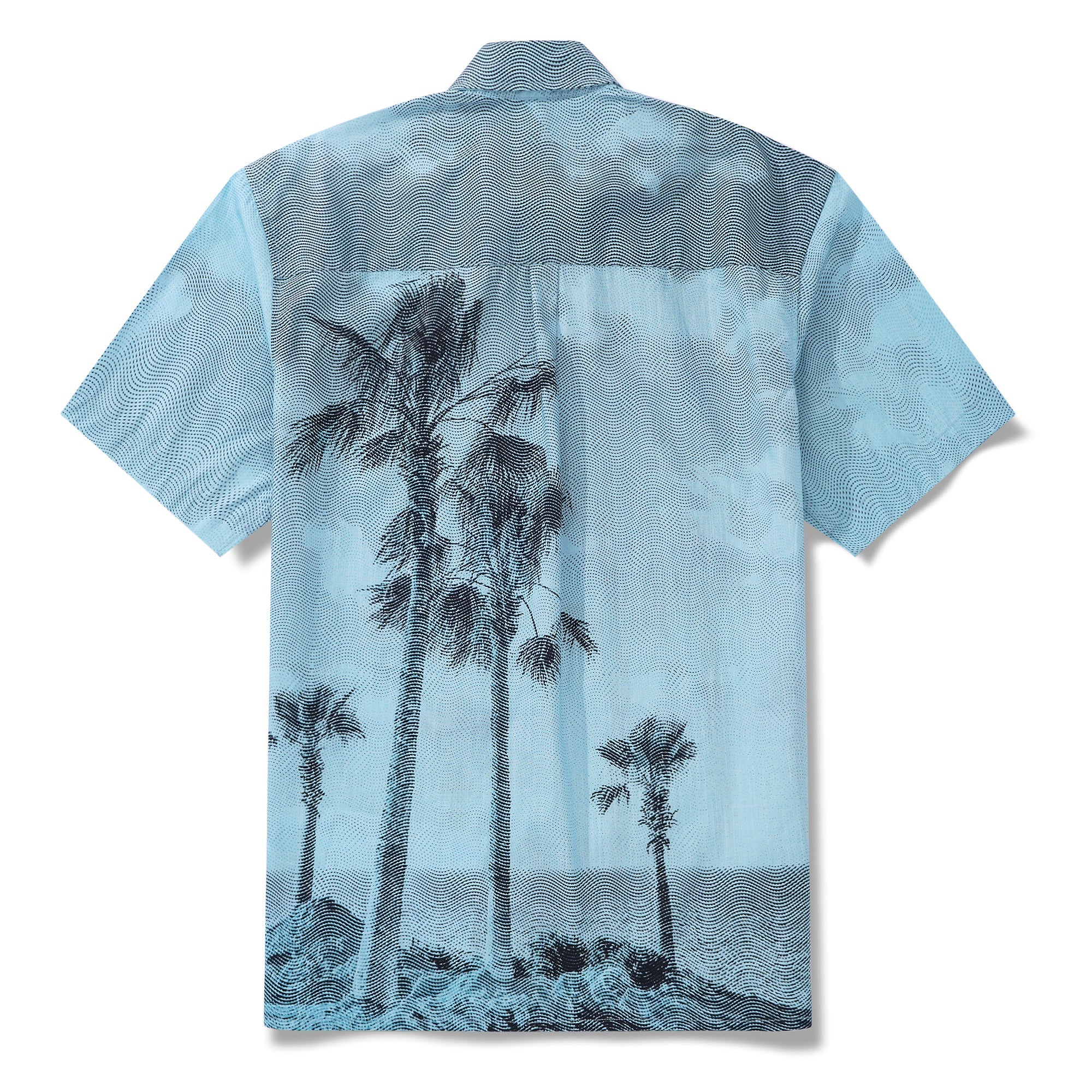 Men's Hawaiian Shirt Short Sleeve Button-down 100% Cotton Blue Aloha Ocean Crest
