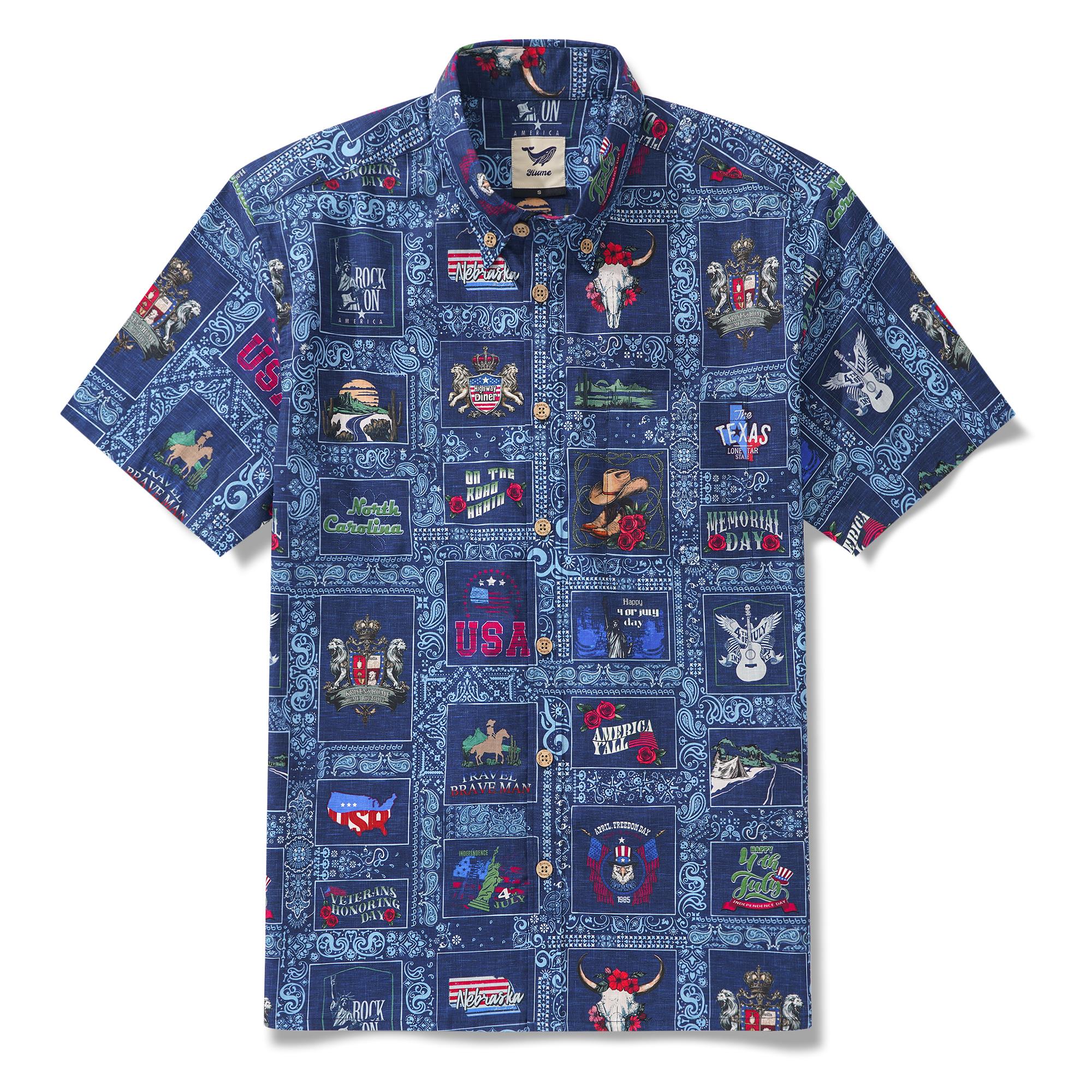 Men's Hawaiian Shirt Short Sleeve Button-down 100% Cotton White Aloha Paradise Found