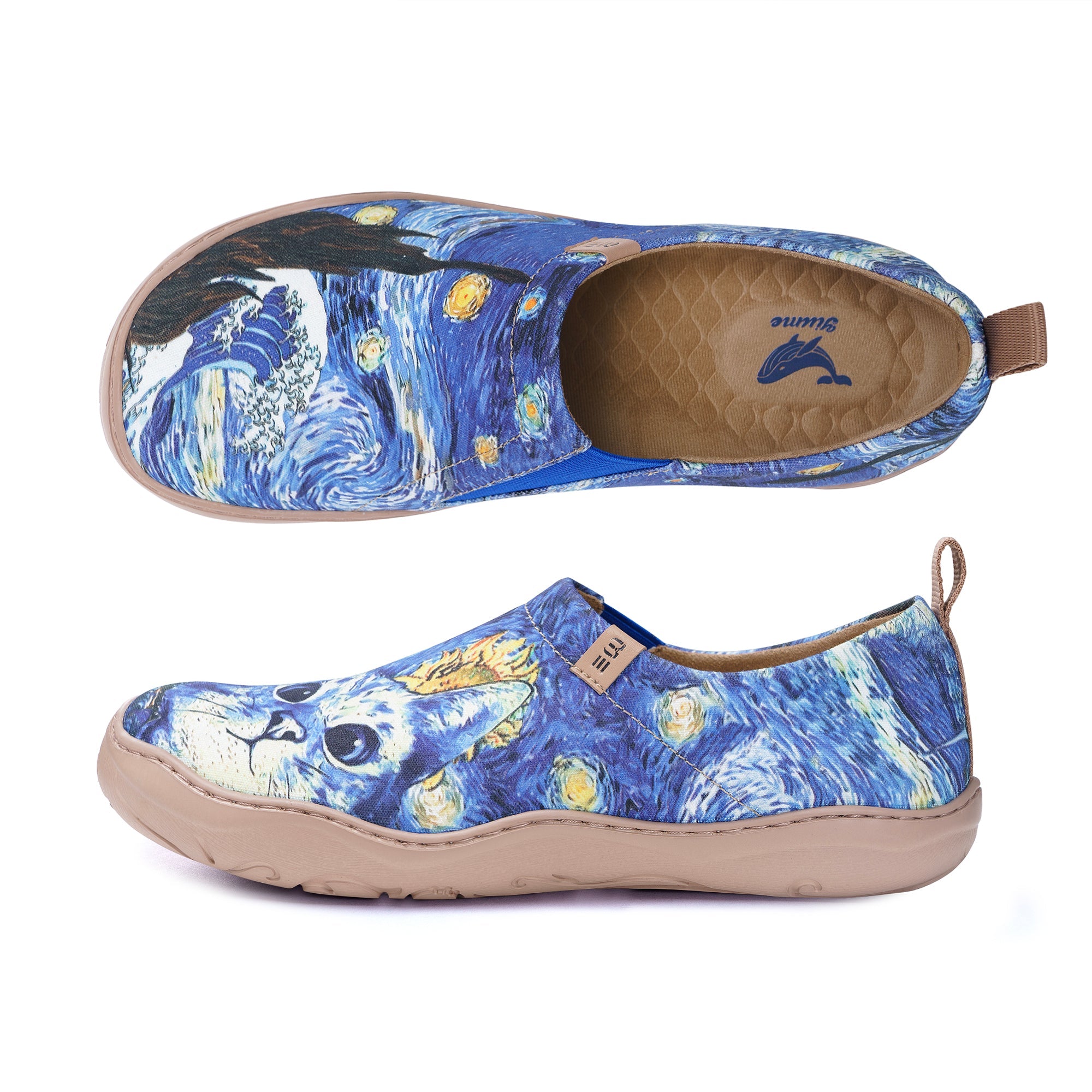 Women's foldable Loafers Van Gogh Art Sneaker Painted Canvas Slip-On