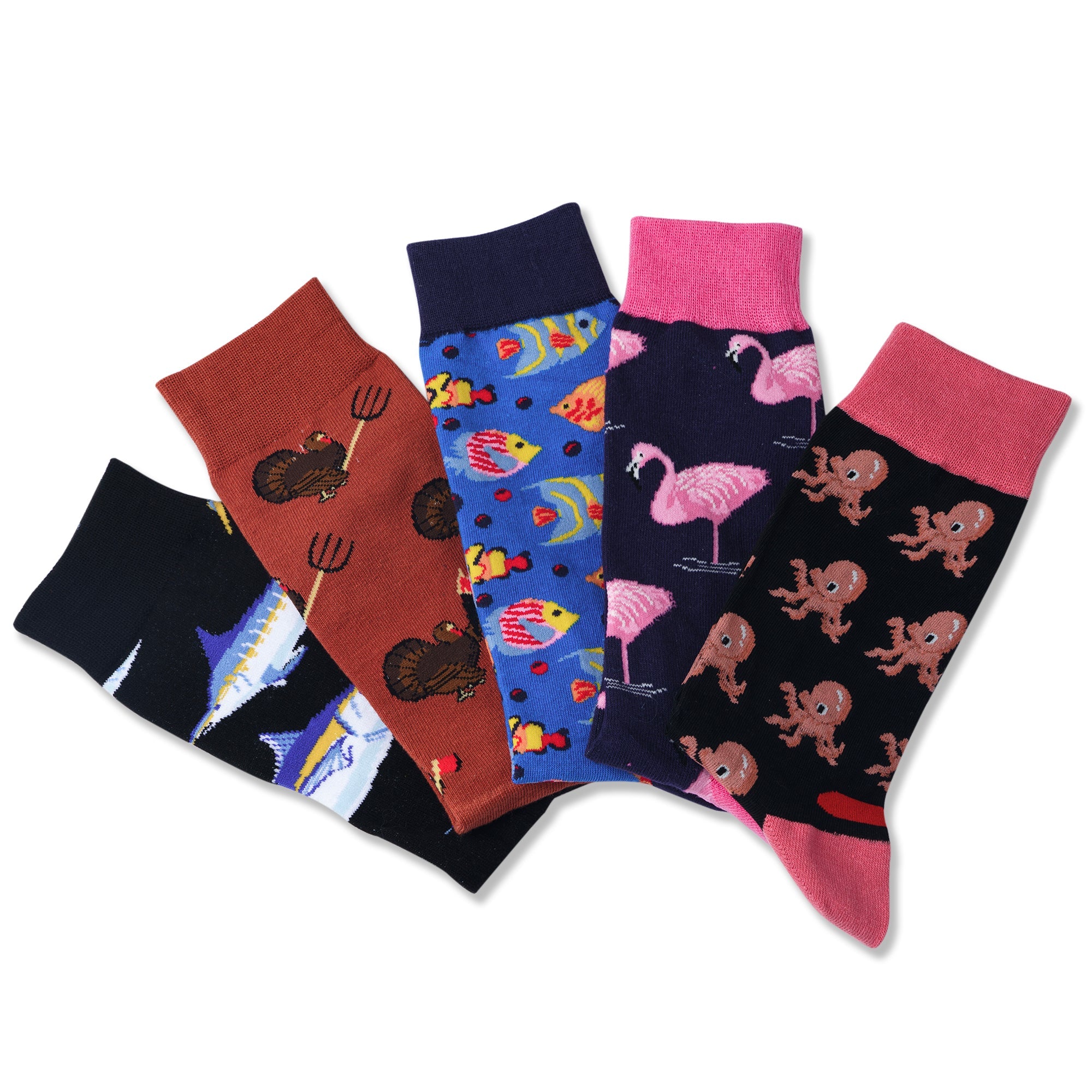 Pink Octopus Print Men Socks