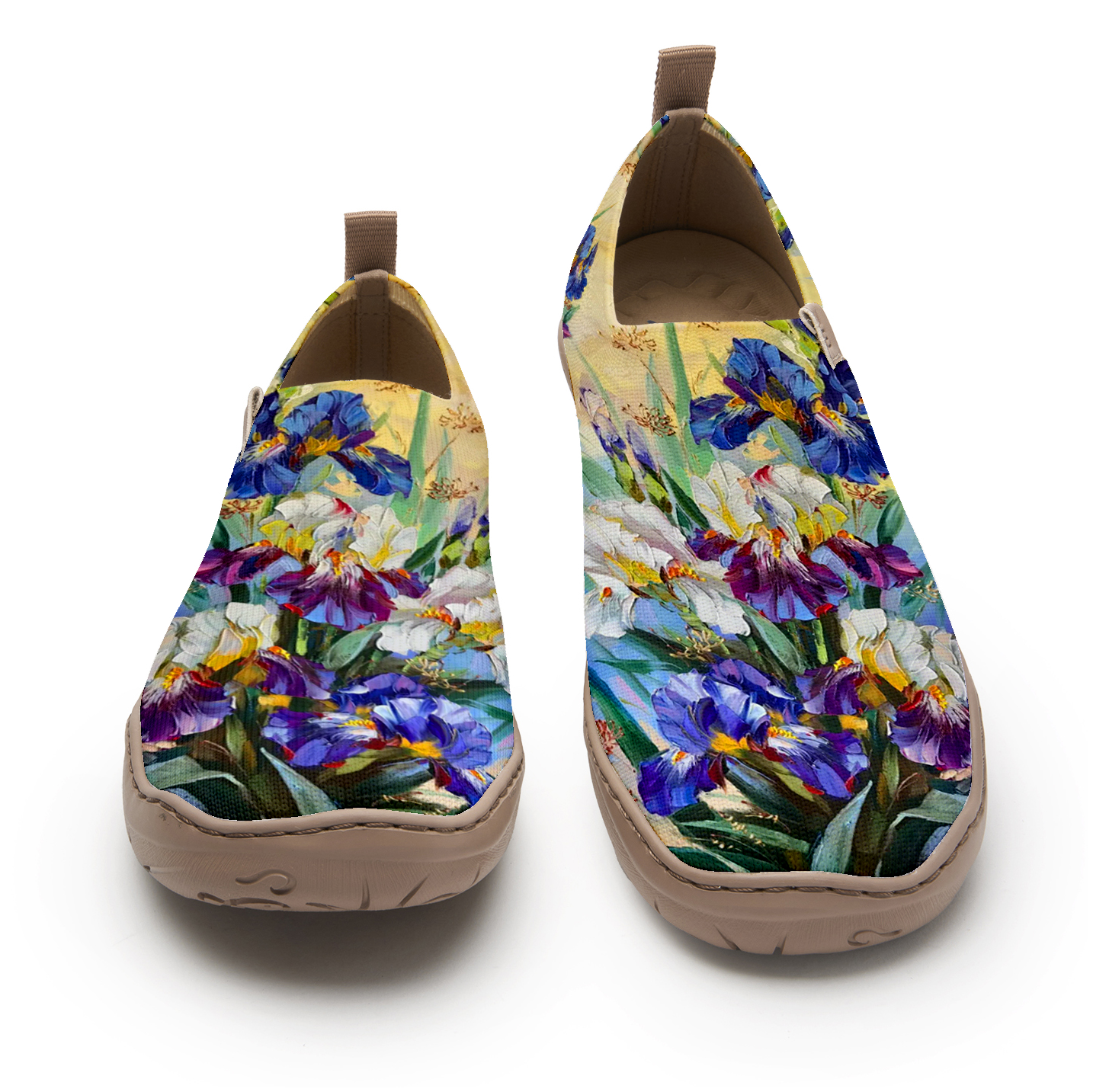 Yiume Women's Art Slip-On Shoes Comfortable Breathable Knit Casual Footwear,Iris Oil Painting Purple