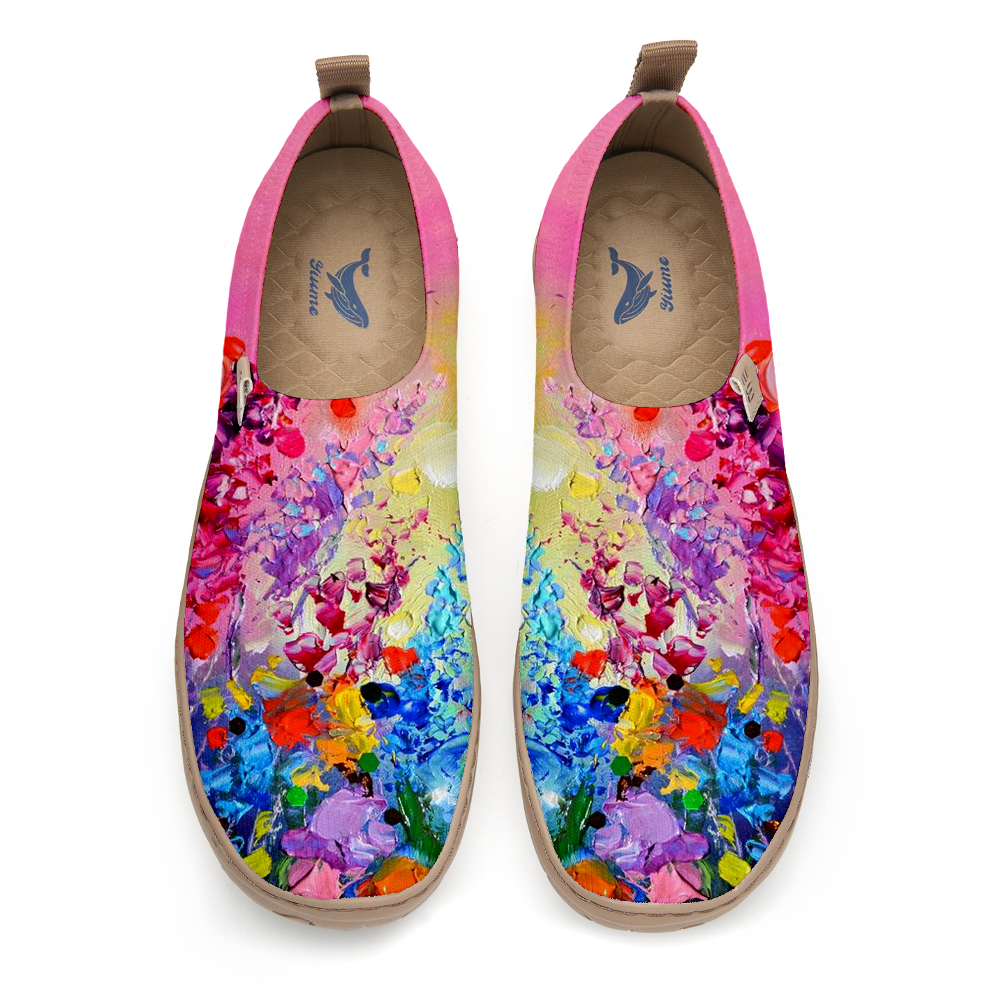 Yiume Women's Art Slip-On Shoes Comfortable Breathable Knit Casual Footwear,Pastel Petal
