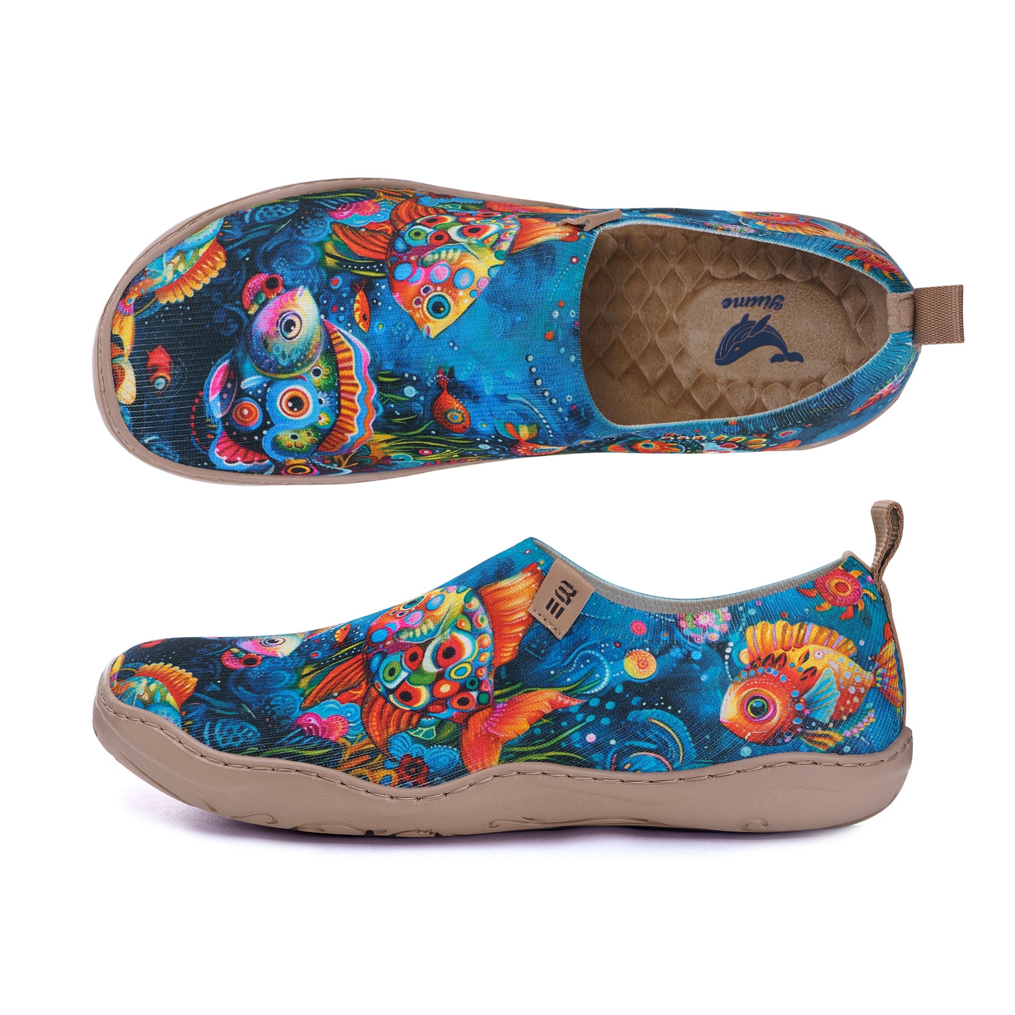 Women's foldable Loafers Underwater World Sneaker Painted Canvas Slip-On