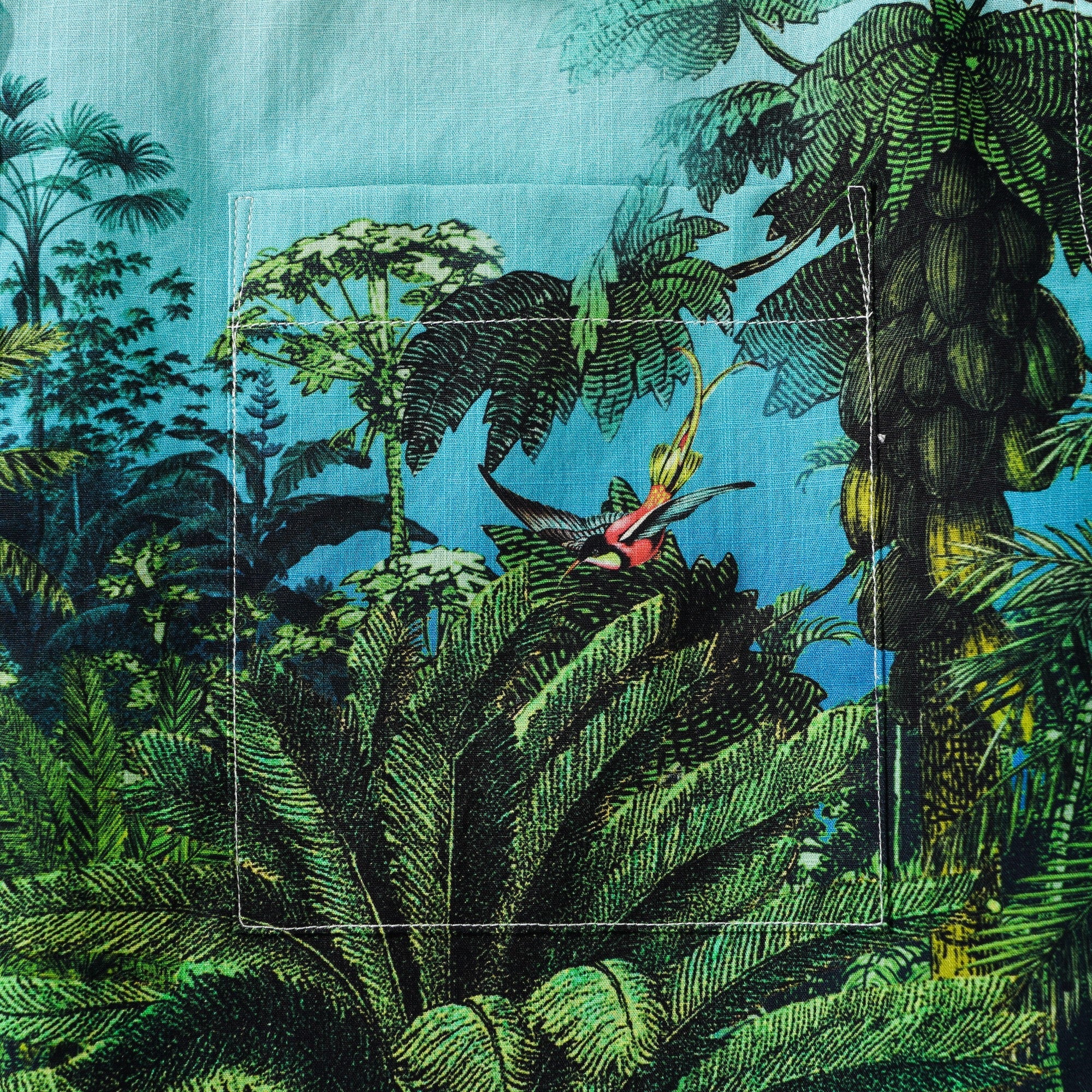 Men's Hawaiian Shirt Short Sleeve Button-down 100% Cotton Green Aloha Jungle Symphony
