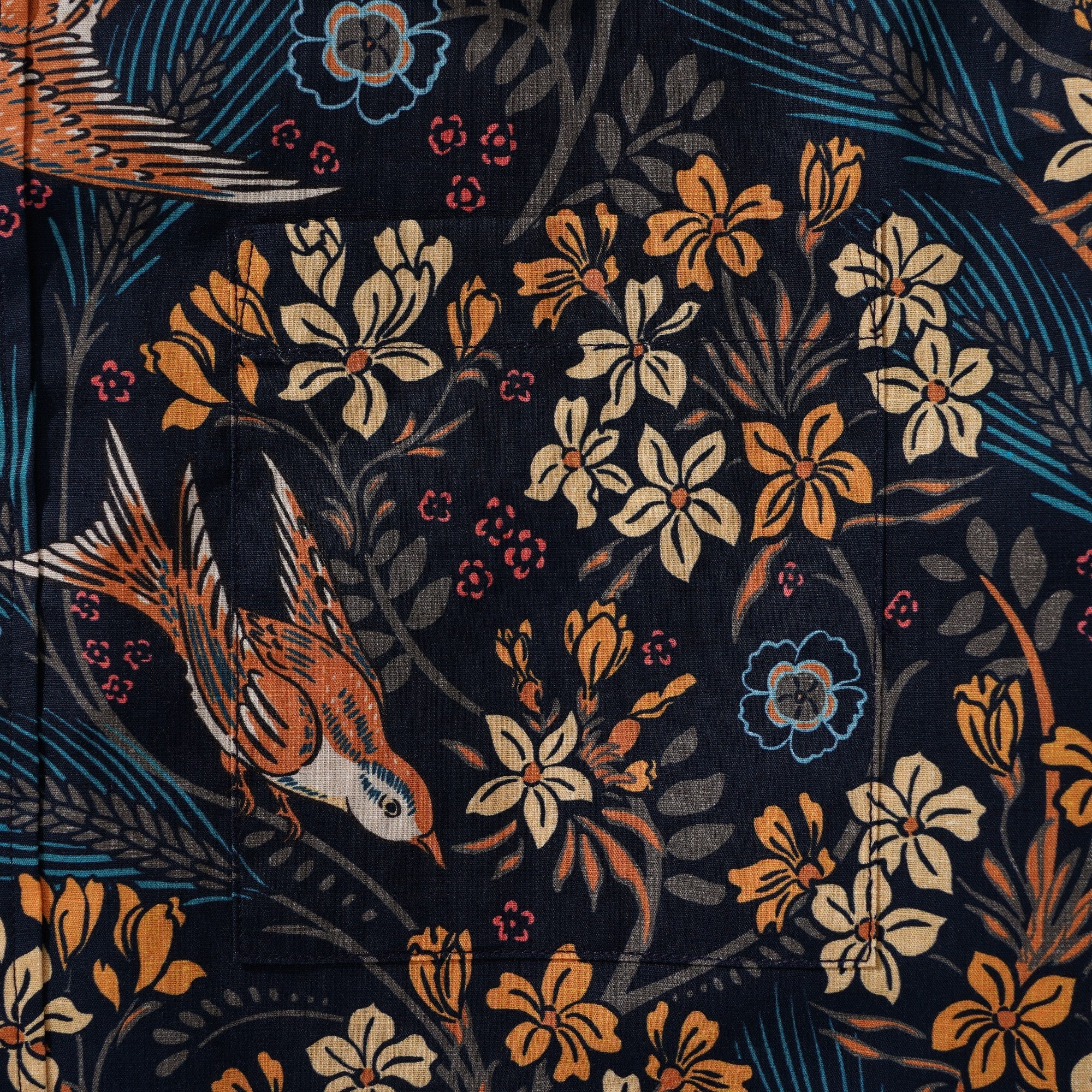 Men's Hawaiian Shirt Short Sleeve Button-down 100% Cotton Blue Aloha The Harvest Field by Abigail Bryan By Abigail Bryan