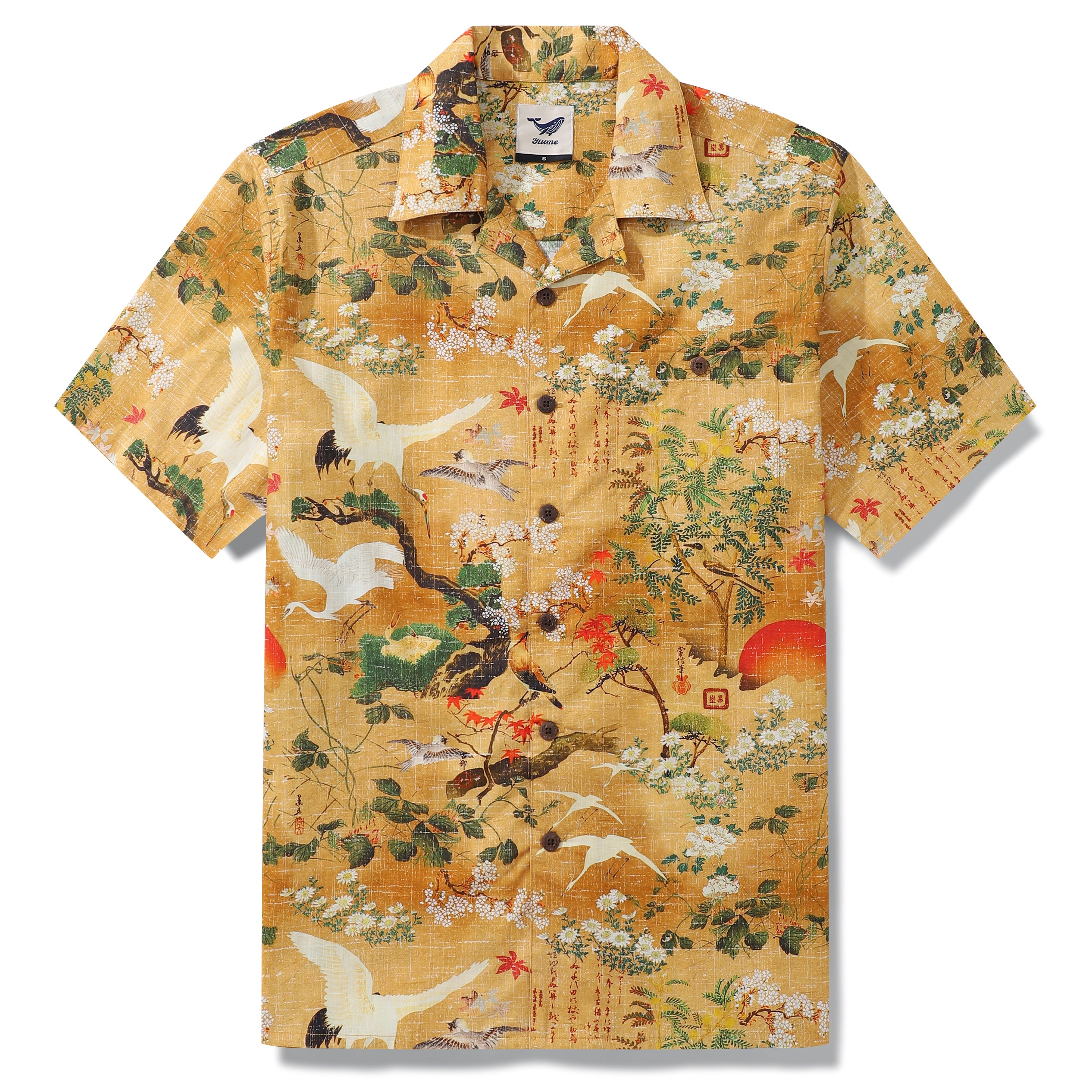 100% Cotton Hawaiian Shirt For Men Landscape Painting Camp Collar Shirt