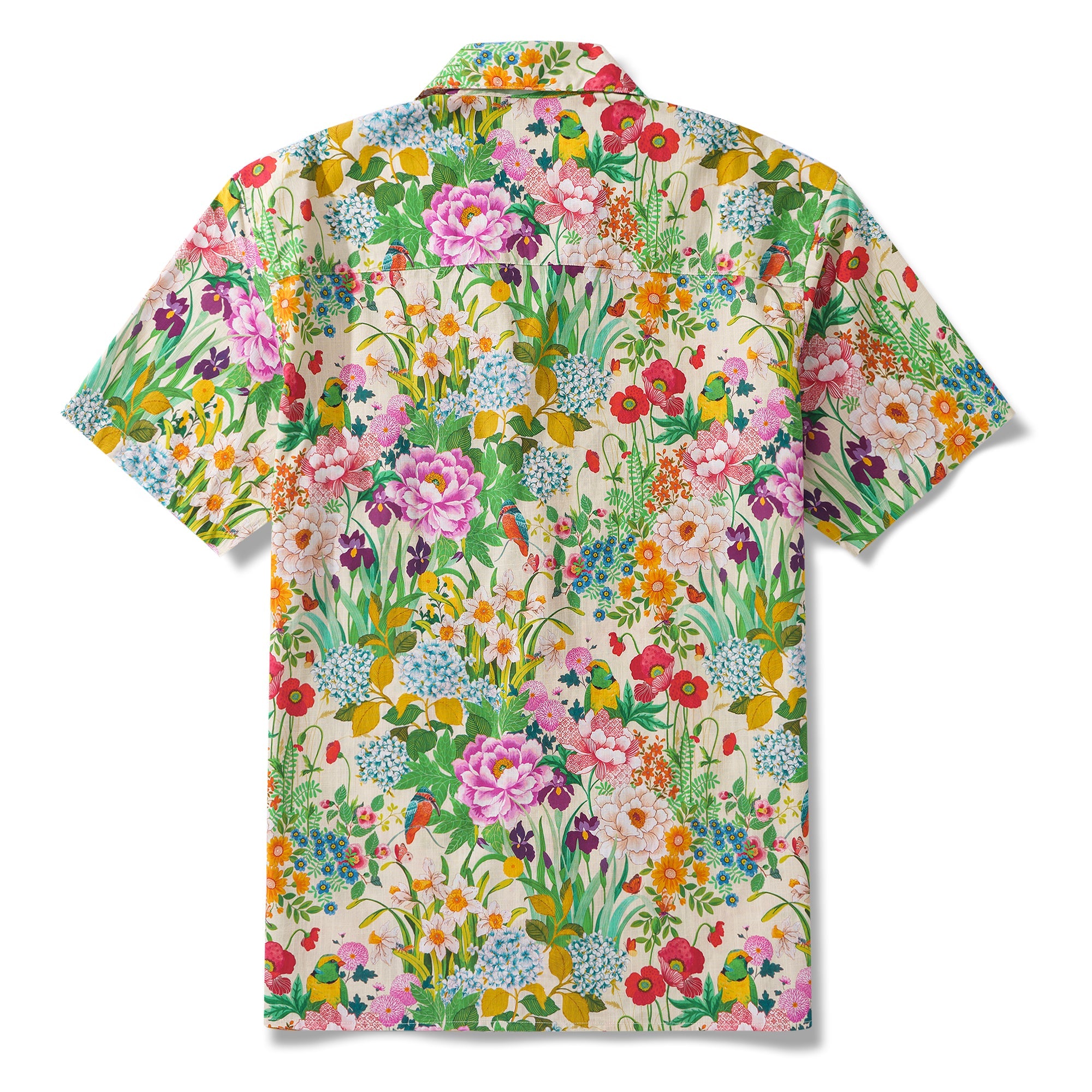 NIWA Hawaiian Art-Inspired Shirt 100% Cotton Men's Aloha Hawaiian Short Sleeve Camp Collar Shirt