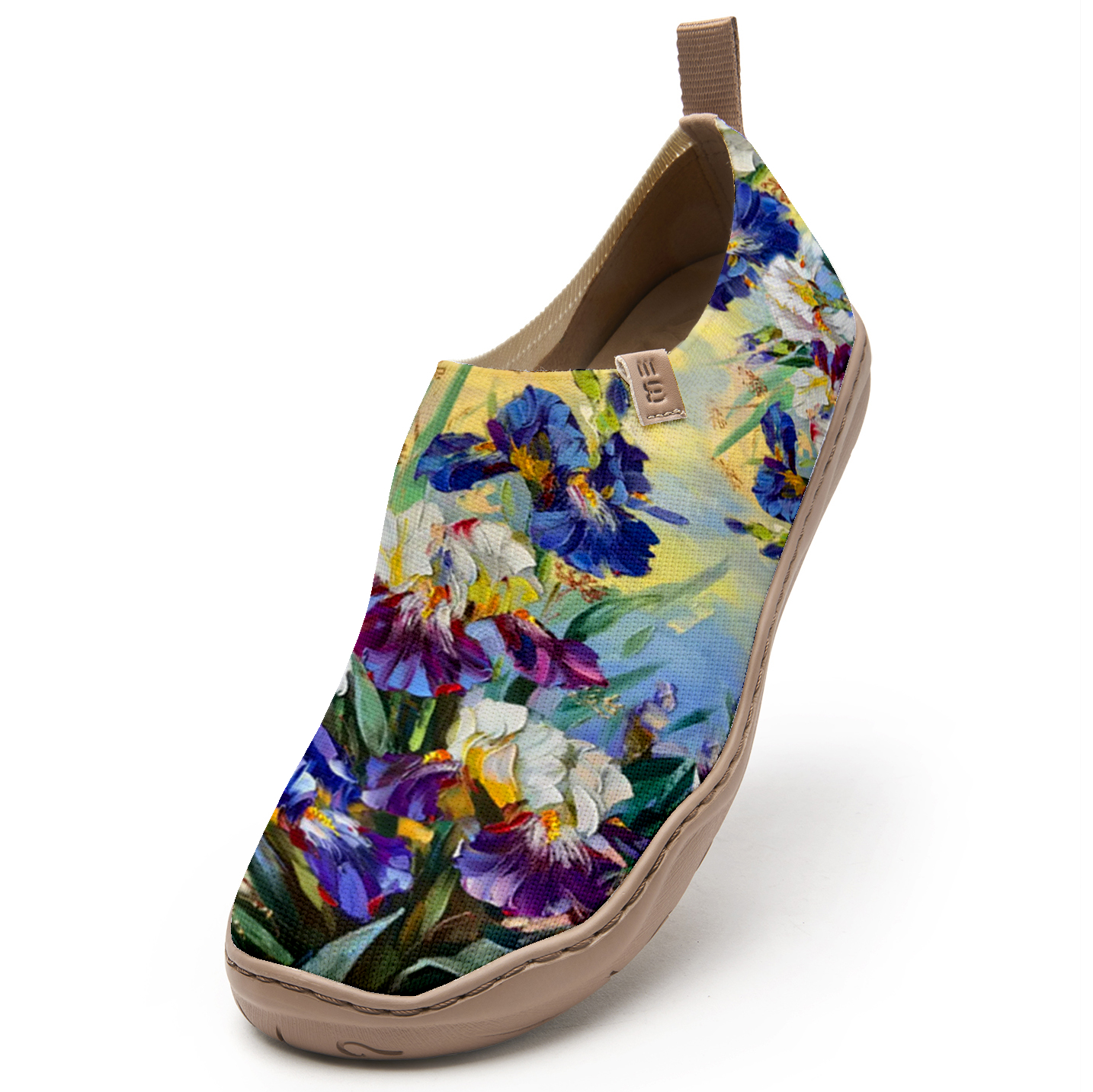 Yiume Women's Art Slip-On Shoes Comfortable Breathable Knit Casual Footwear,Iris Oil Painting Purple