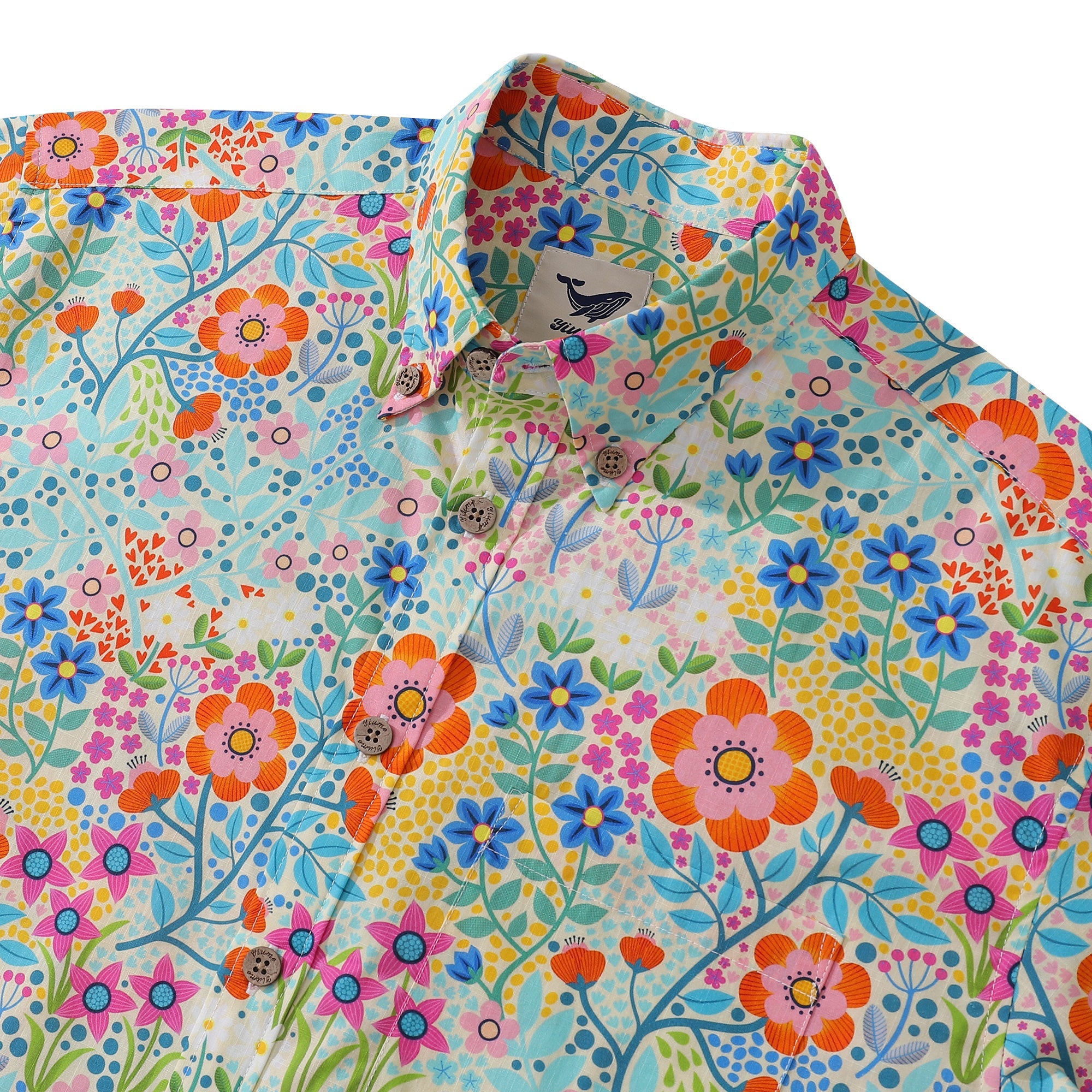 Hawaiian Shirt For Men Summer Flower Garden By Cecca Designs Button-down Shirt Short Sleeve 100% Cotton Shirt