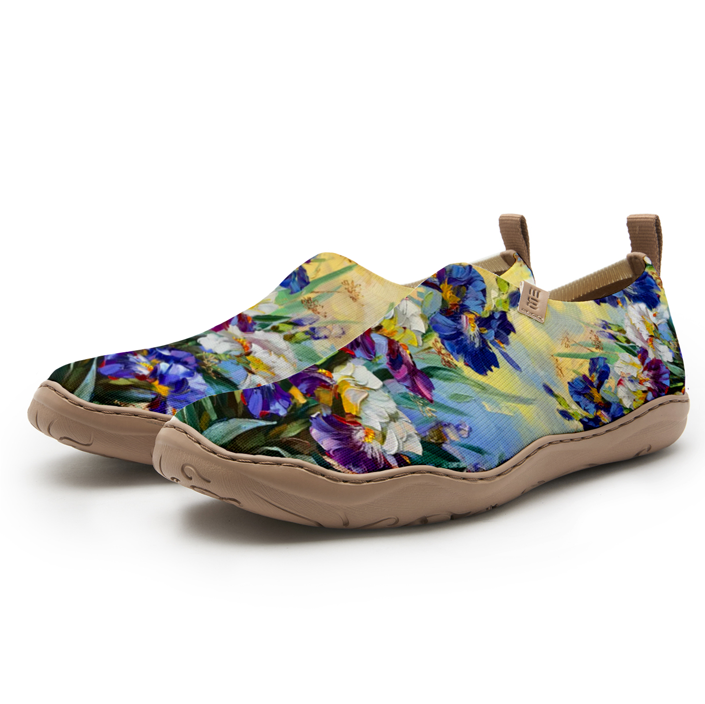 Yiume Women's Art Slip-On Shoes Comfortable Breathable Knit Casual Footwear,Iris Oil Painting Purple