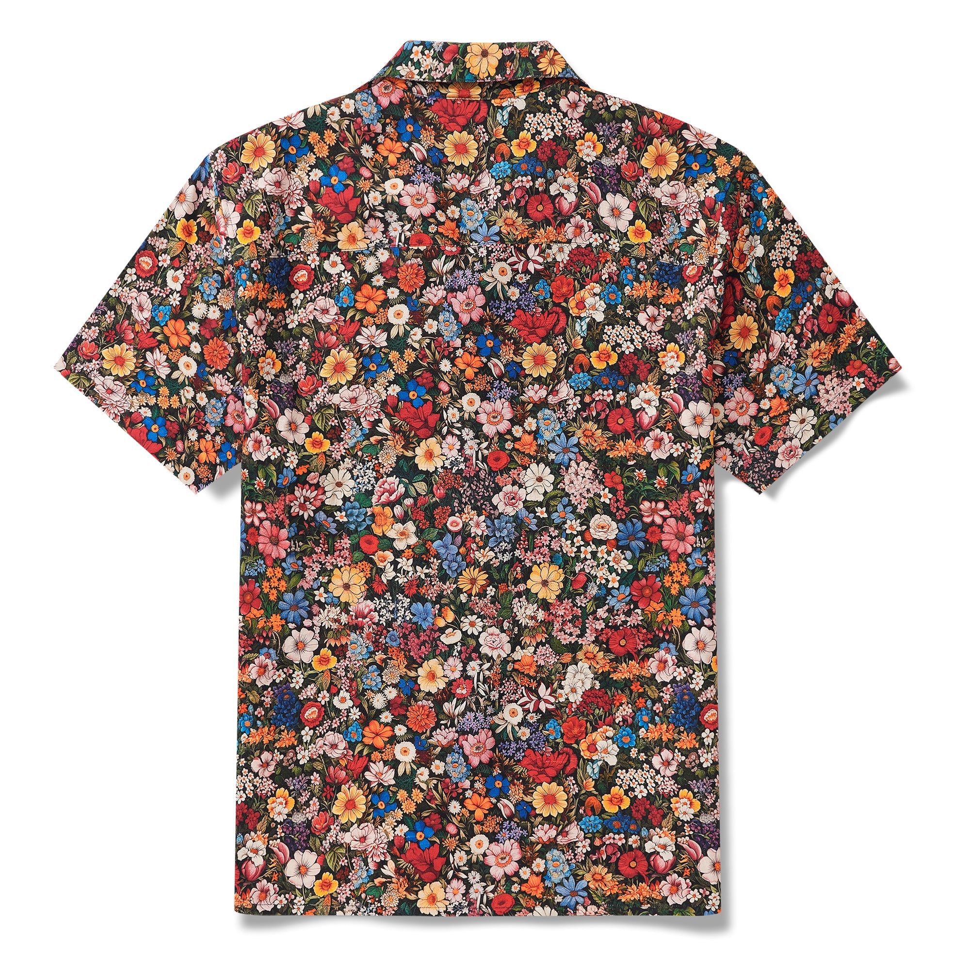 Men's Hawaiian Shirt Short Sleeve Camp Collar 100% Silk Blue Aloha Floral Bliss